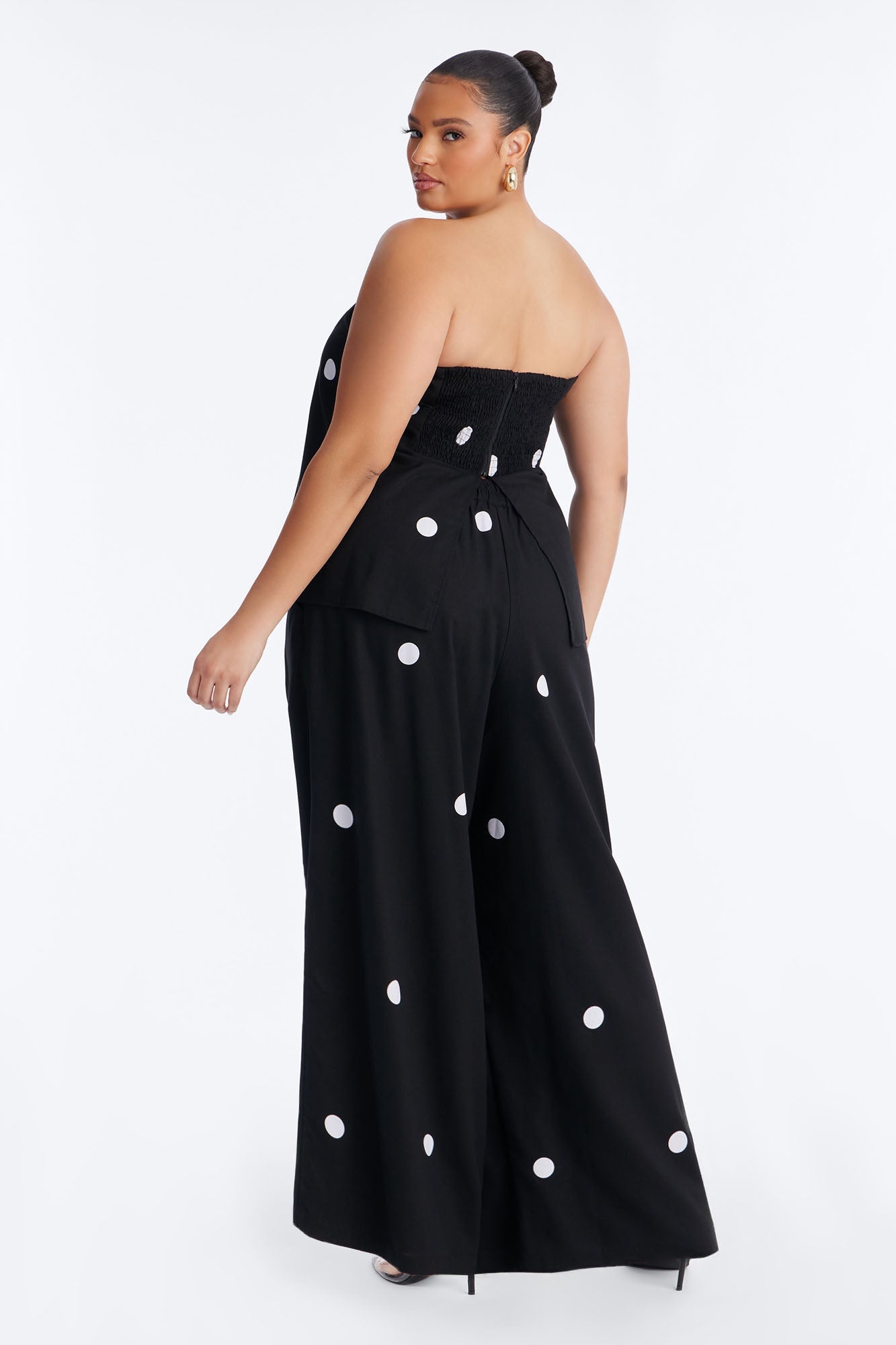 Masie Strapless Polka Dot Pant Set - Black