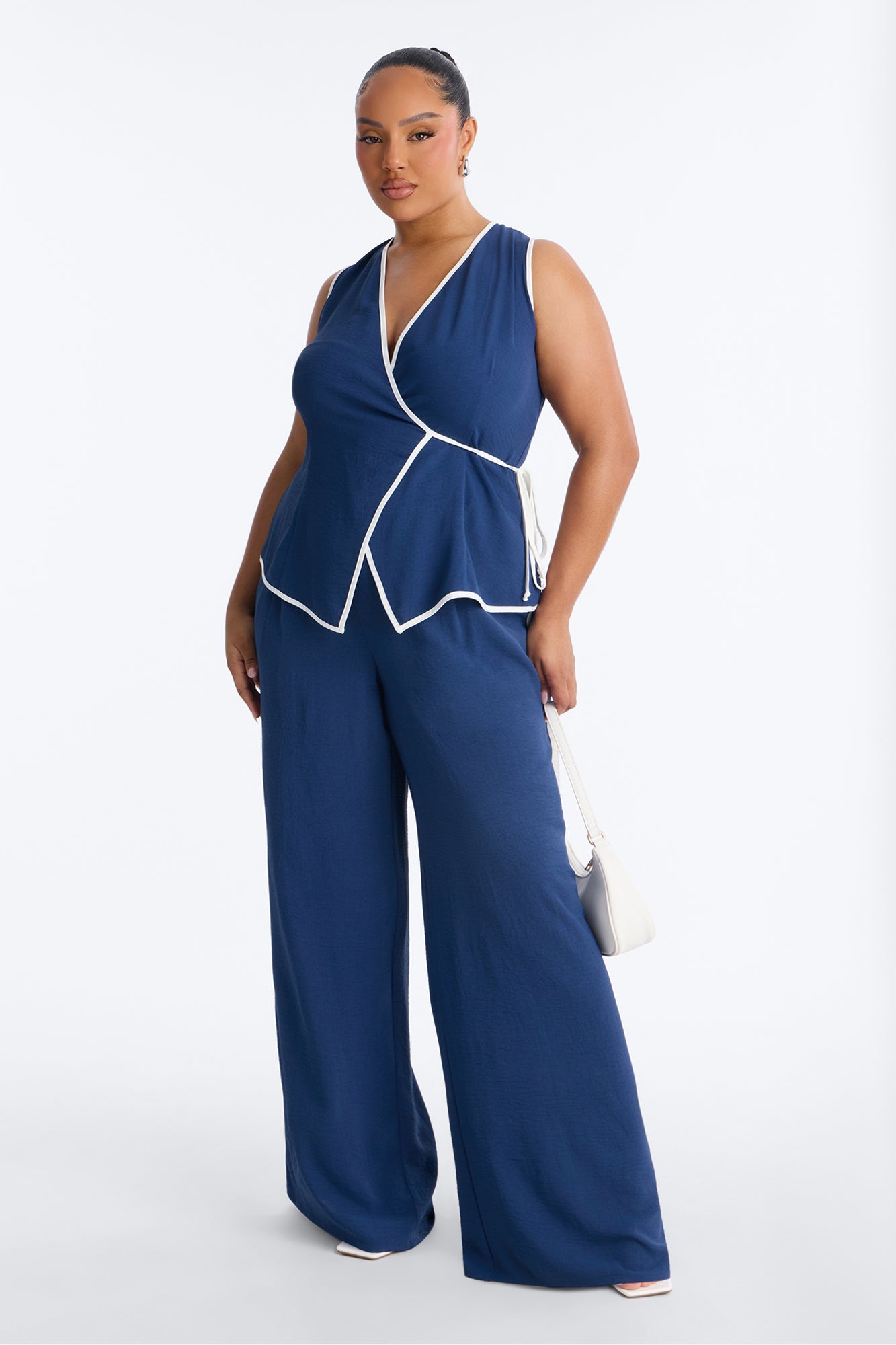 Natalia Sleeveless Pant Set - Navy