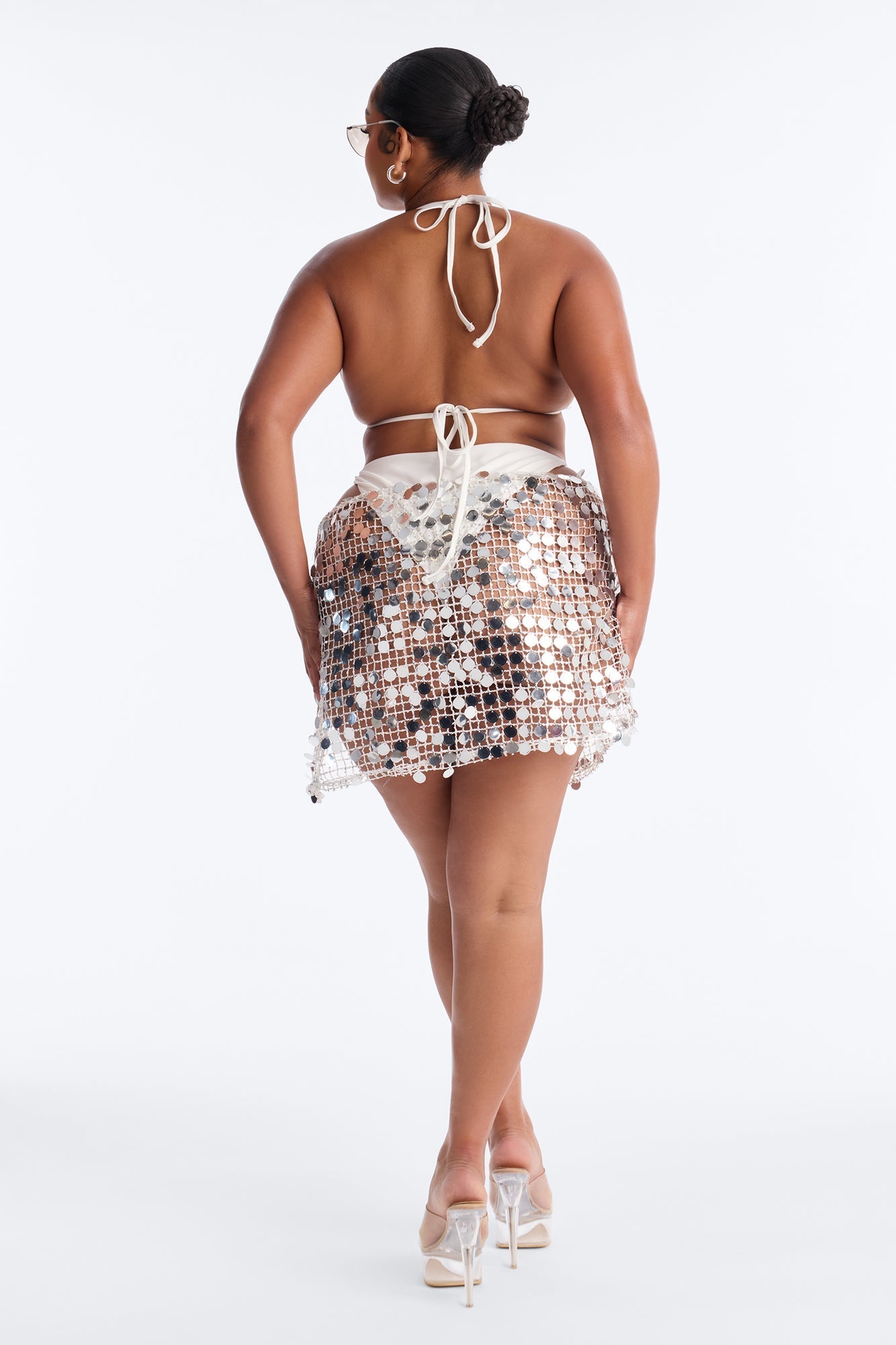 Drinks On The Beach Bikini And Coverup Skirt Set - Silver Fashion Nova