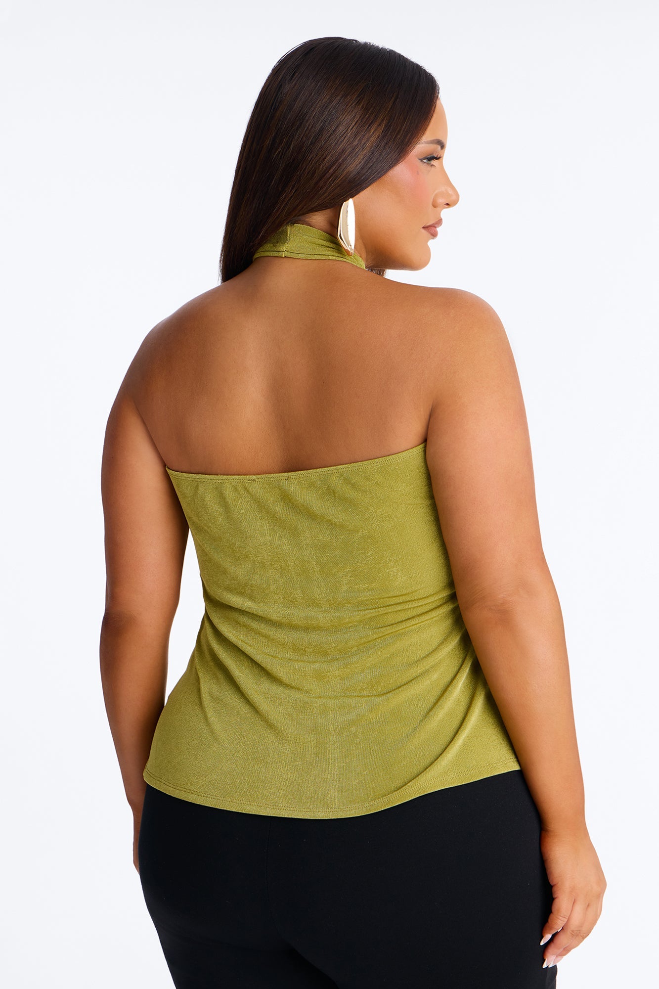 Your Desire Ruched Halter Flyaway Top - Green