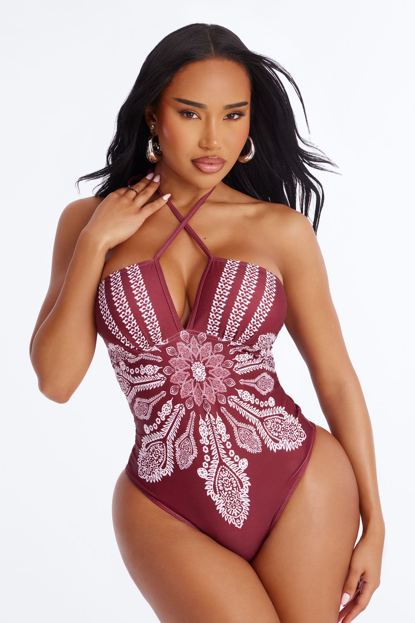Sunset Serenity 1 Piece Swimsuit - Burgundy/combo Fashion Nova