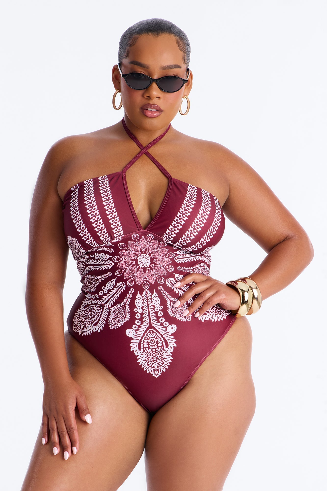 Sunset Serenity 1 Piece Swimsuit - Burgundy/combo Fashion Nova