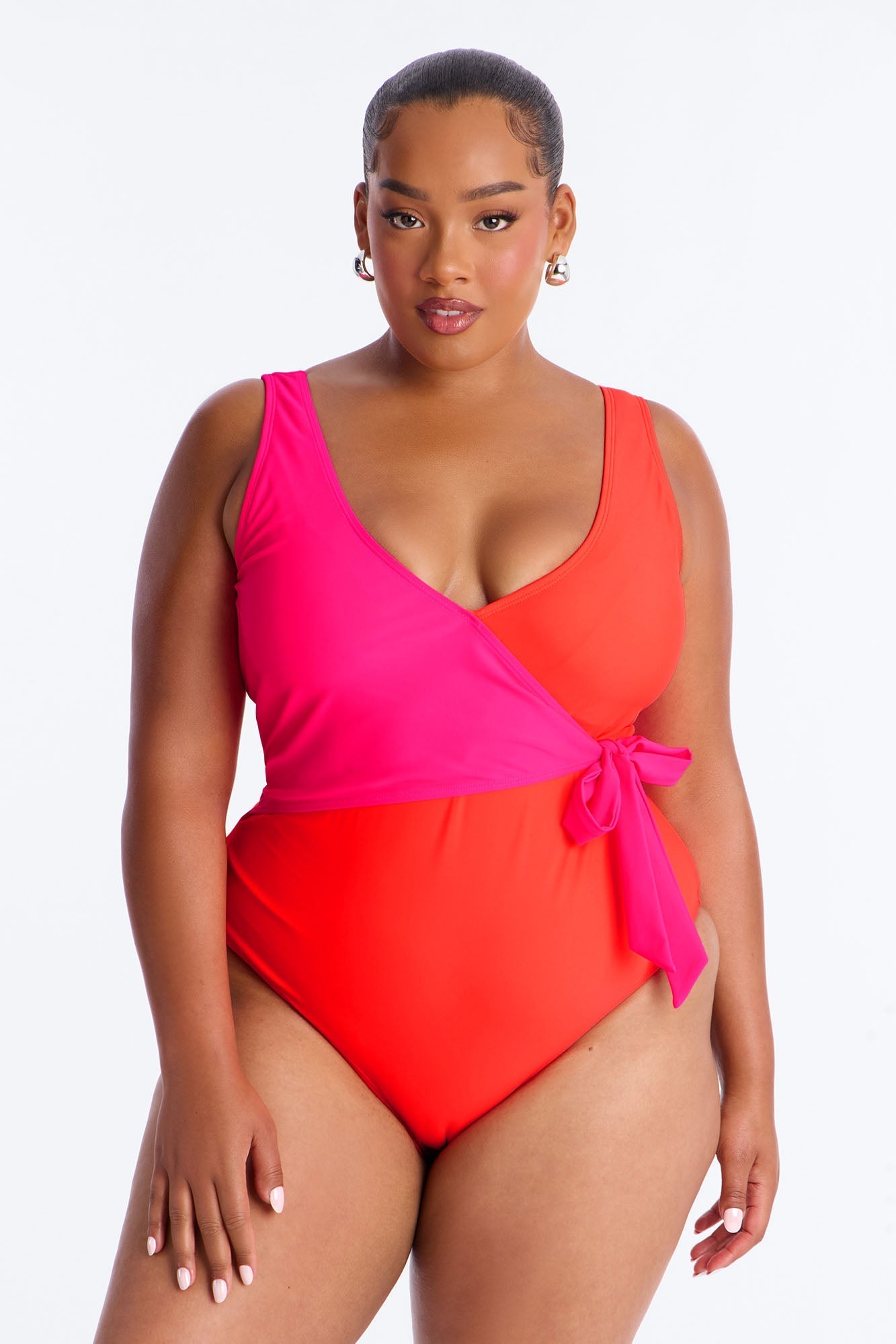 Sun And Sand Colorblock 1 Piece Swimsuit - Orange/combo Fashion Nova