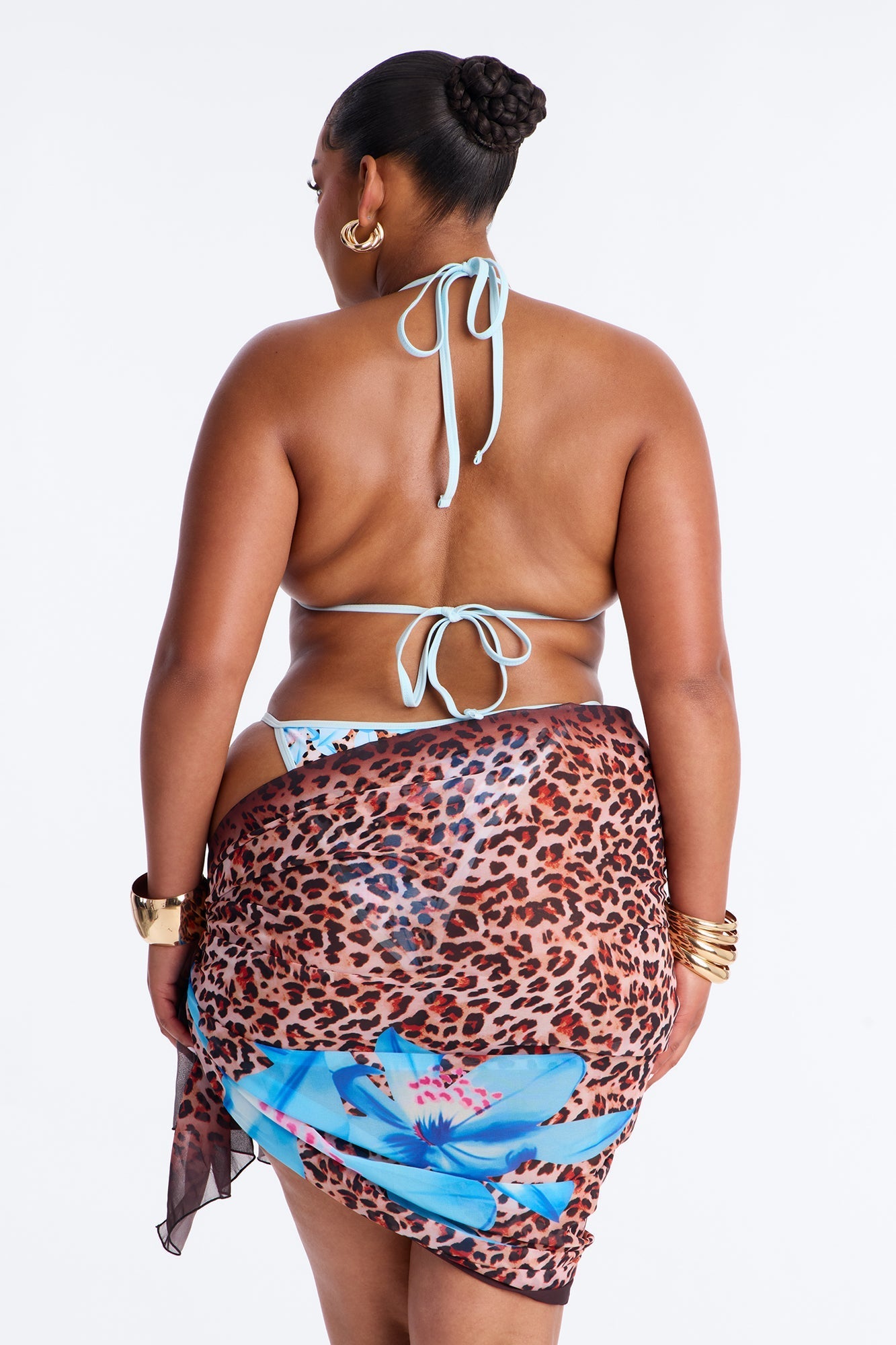 Quinn Floral Leopard 3 Piece Bikini Sarong Set - Leopard Fashion Nova