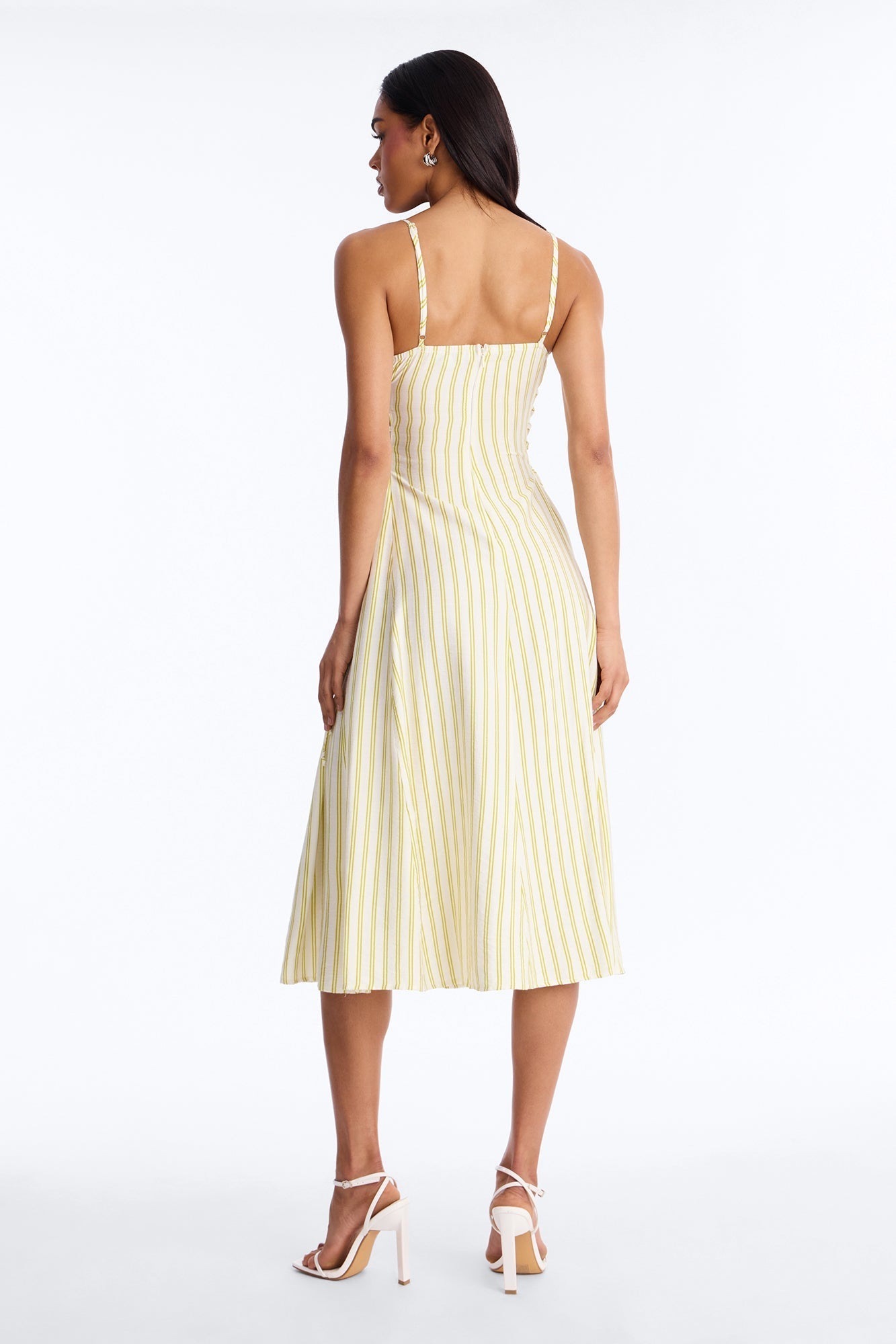 Claire Lace Up Pinstripe Midi Dress - Sage/combo Fashion Nova
