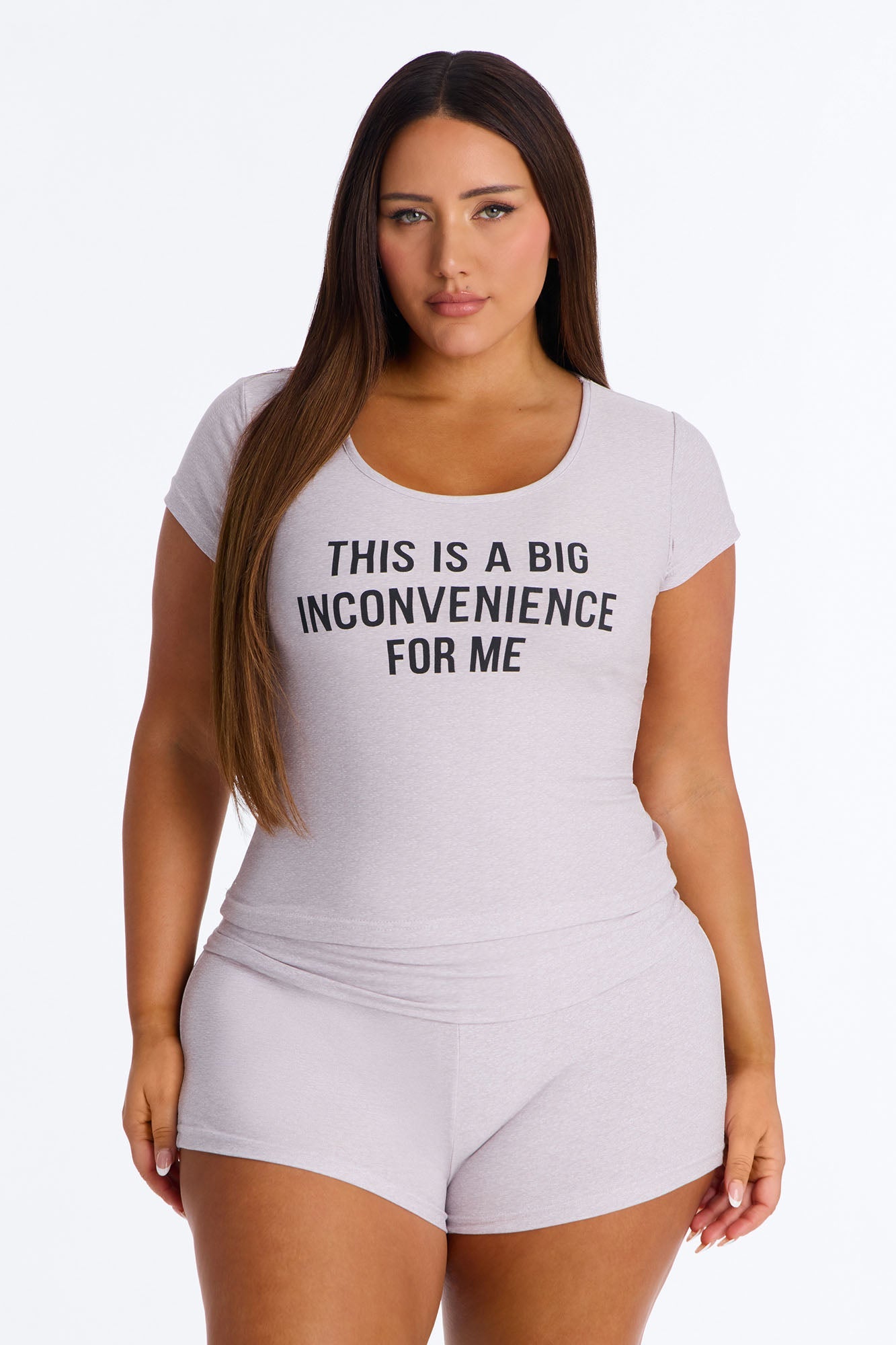 Big Inconvenience For Me PJ Short Set - Heather Grey Fashion Nova