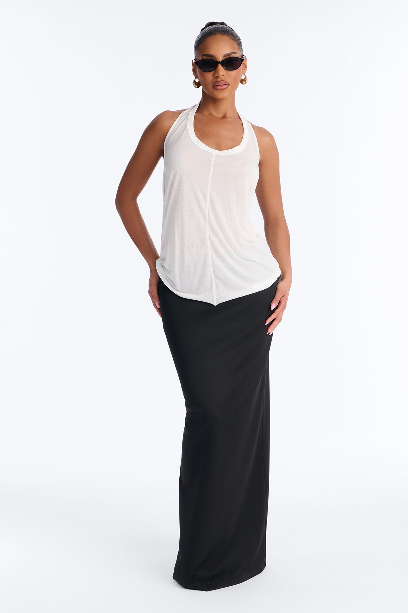 Cameron Sheer Scoop Neck Halter Top - White Fashion Nova