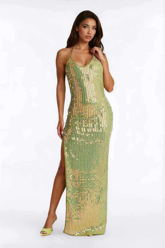 Island Stardust Crochet Maxi Dress - Green
