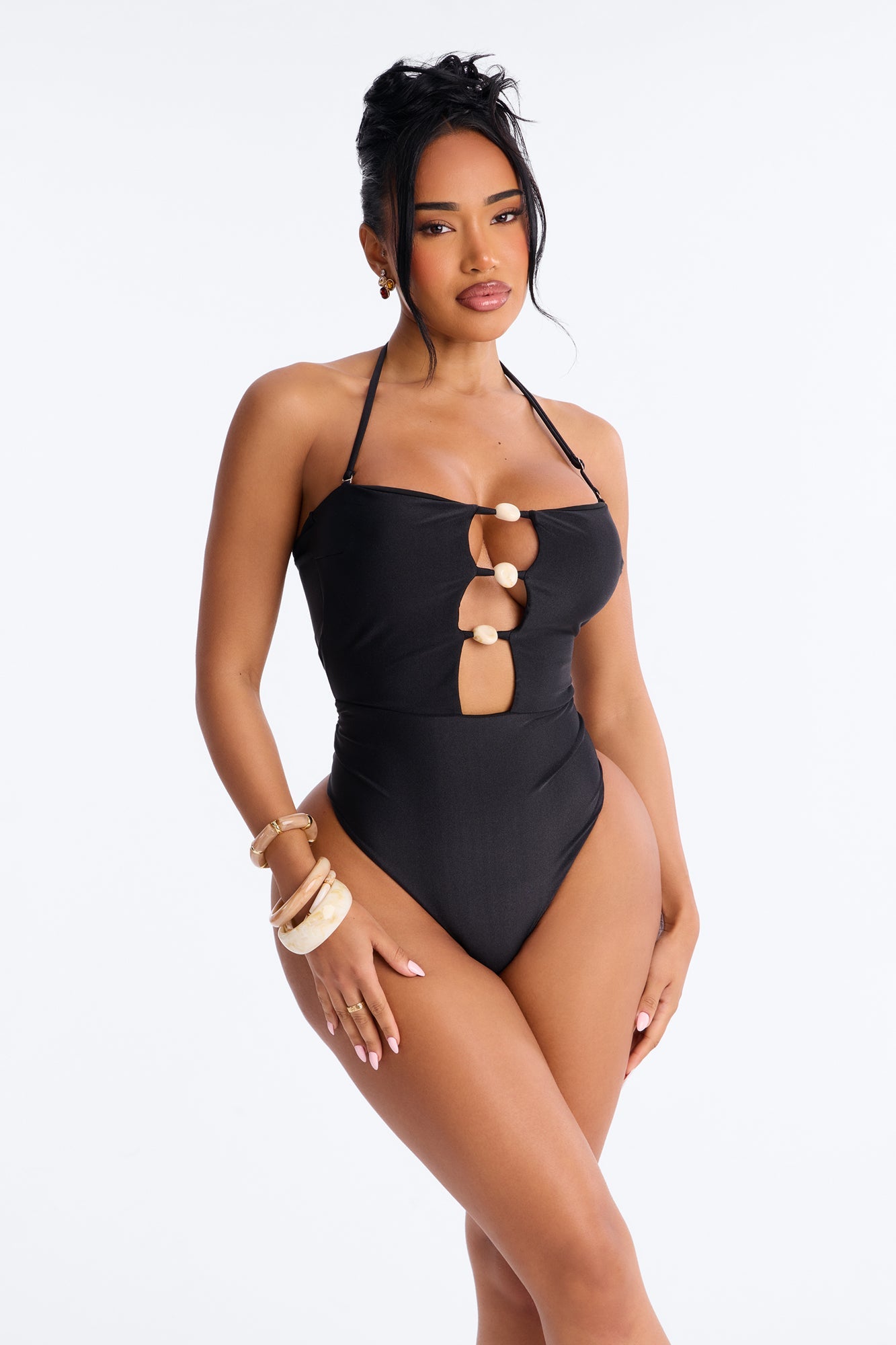 Palm Tree Perfection 1 Piece Swimsuit - Black Fashion Nova