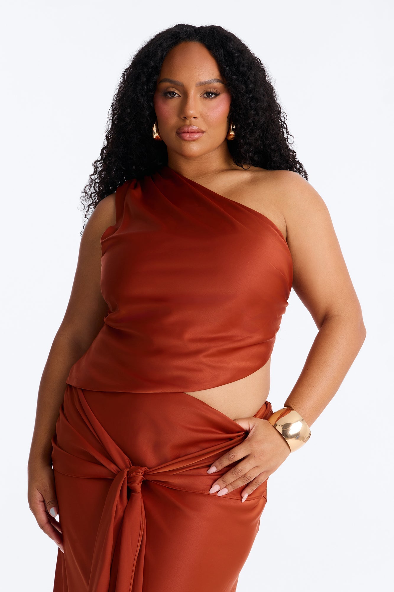 Siena Maxi Skirt Satin Set - Rust Fashion Nova