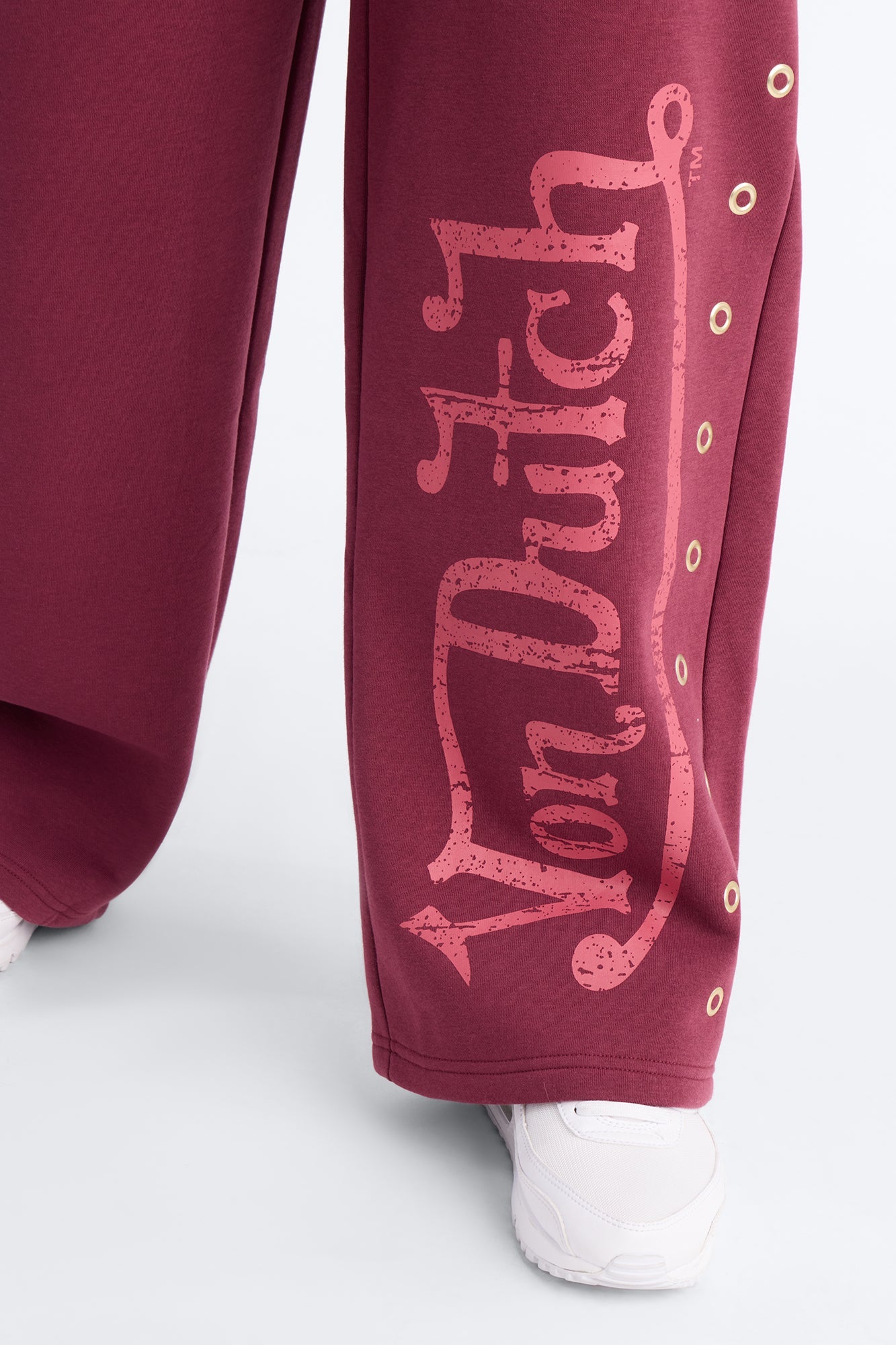 Von Dutch Rocker Wide Leg Pant With Grommets - Burgundy