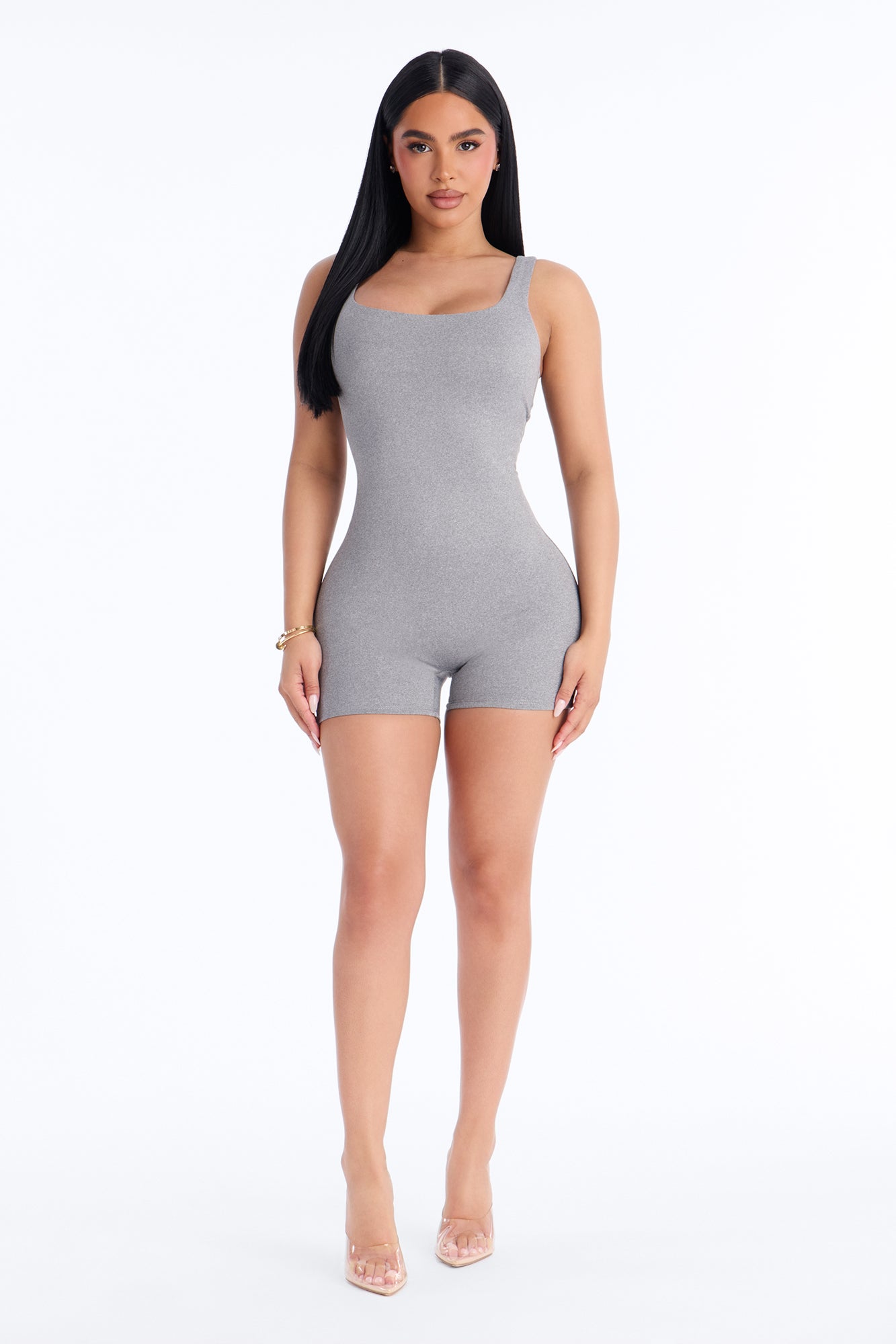 Full Form Double layer Romper - Charcoal