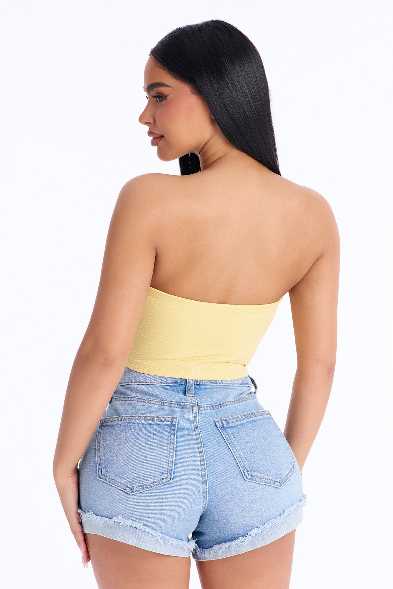 Masha Double Lined Ribbed Tube Top - Butter Yellow