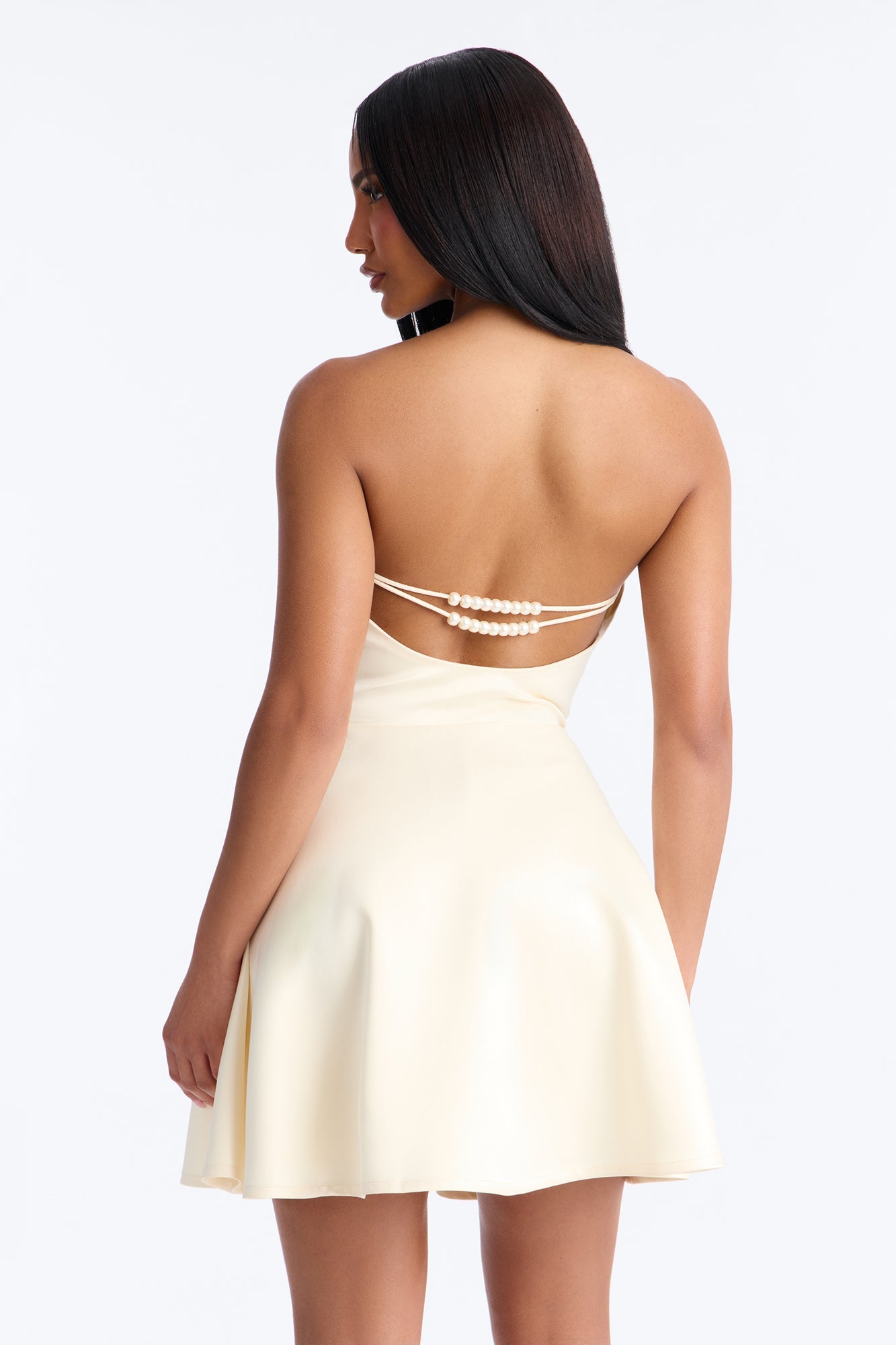 Playful Satin Strapless Mini Dress - Off White Fashion Nova