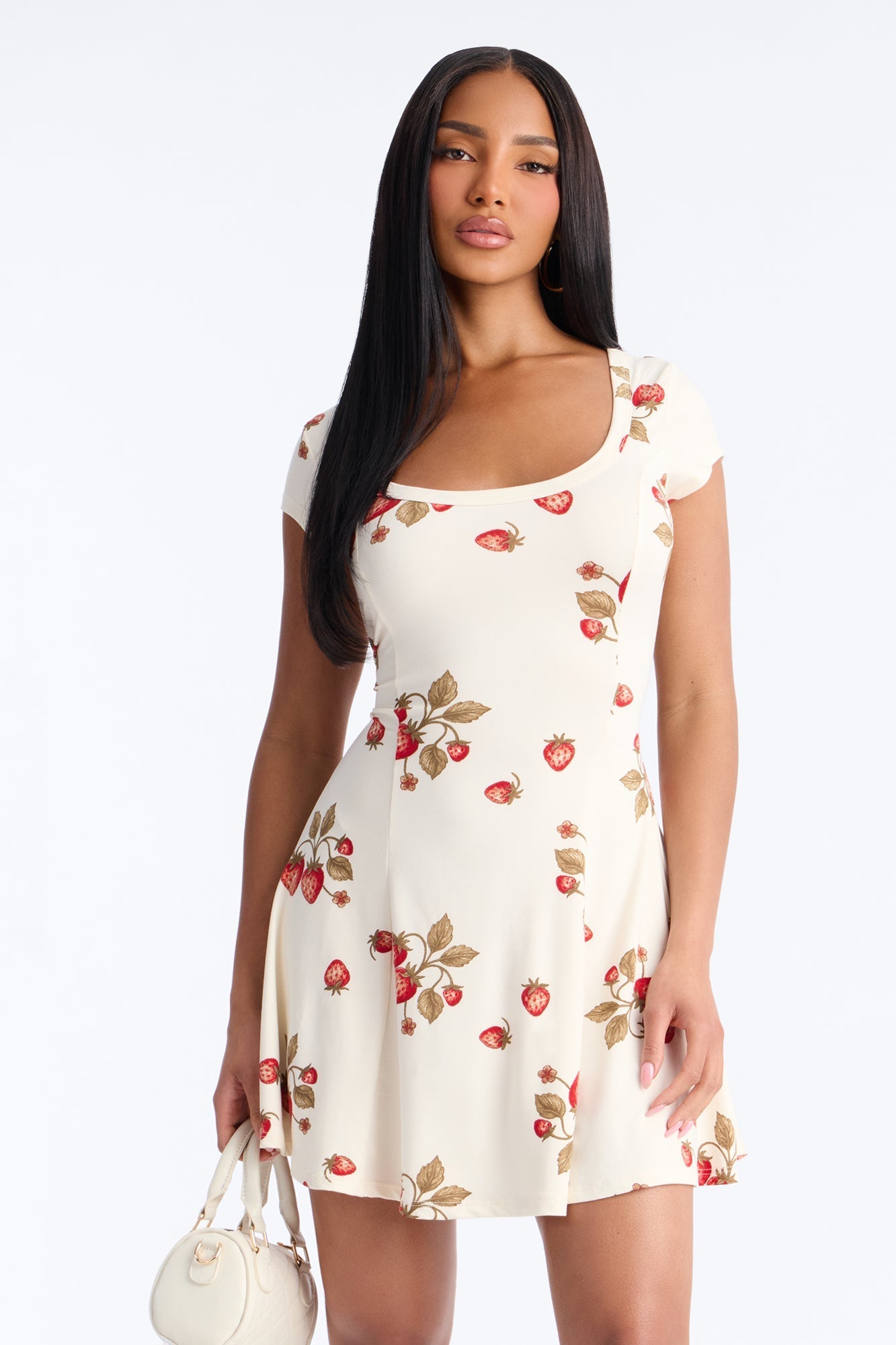 Elliana Short Sleeve Mini Dress - Cream/combo Fashion Nova