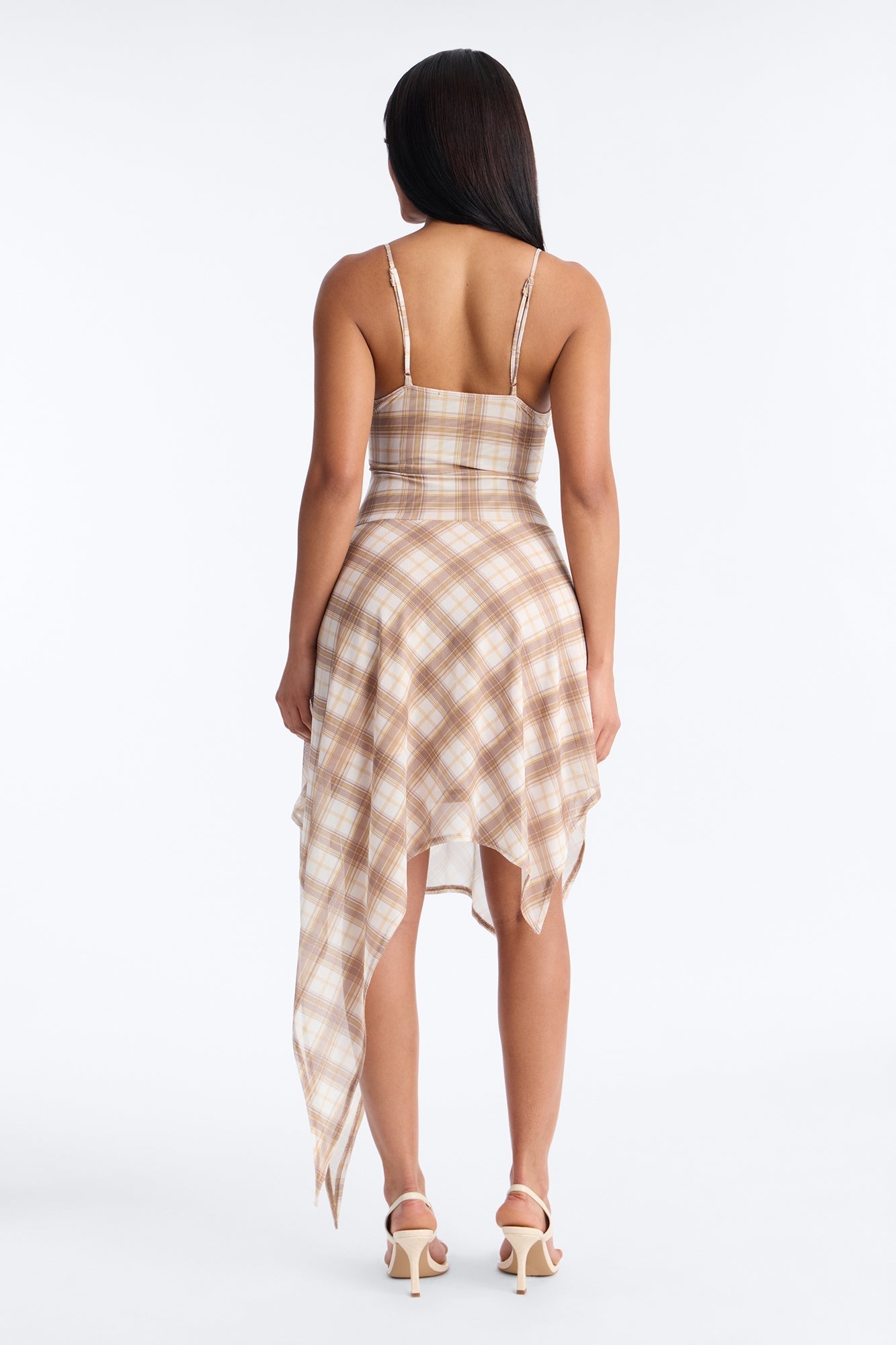 Preppy Plaid Mesh Cutie Midi Dress - Taupe/combo Fashion Nova