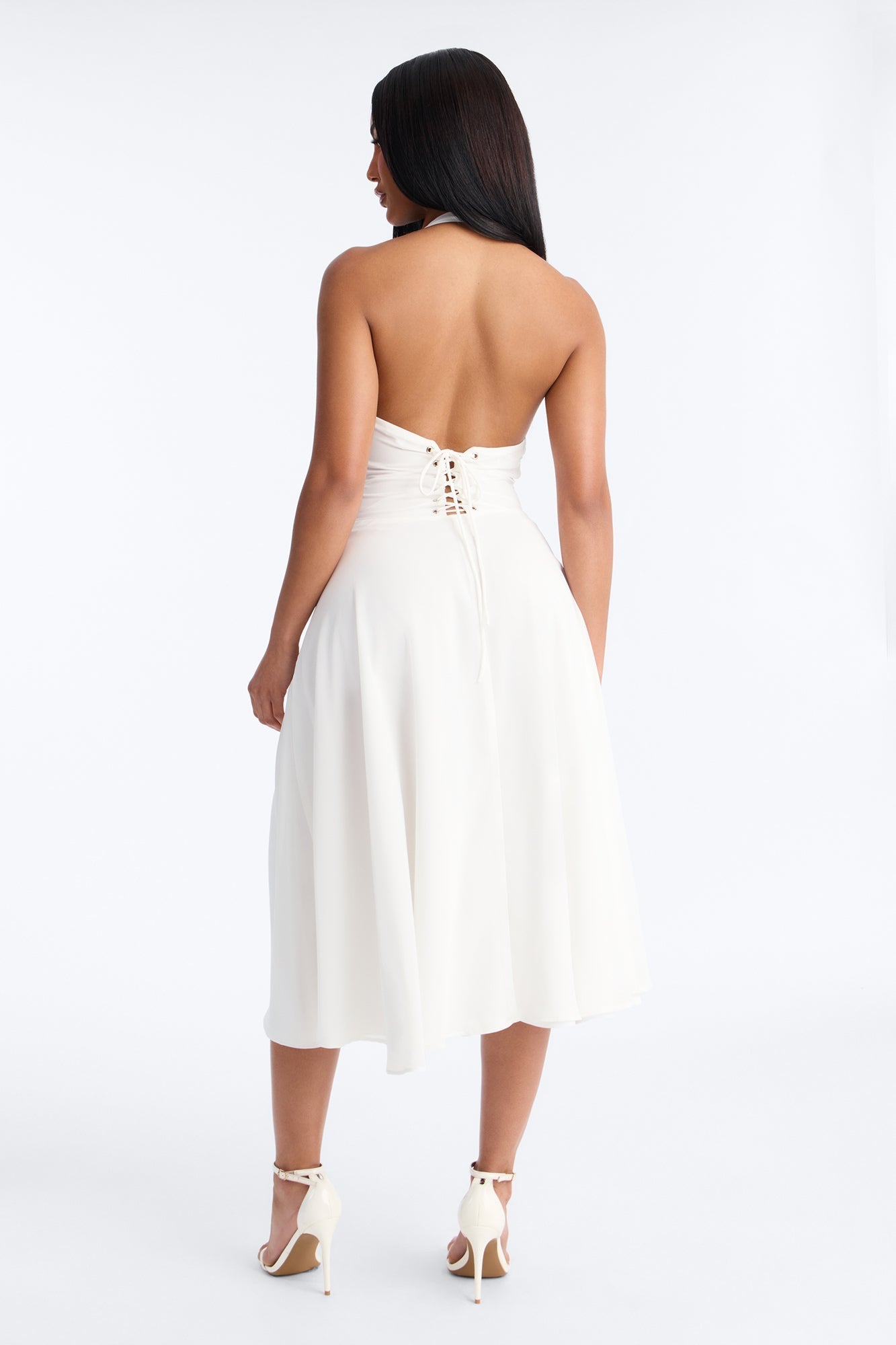Holland Halter Chiffon Midi Dress - White Fashion Nova