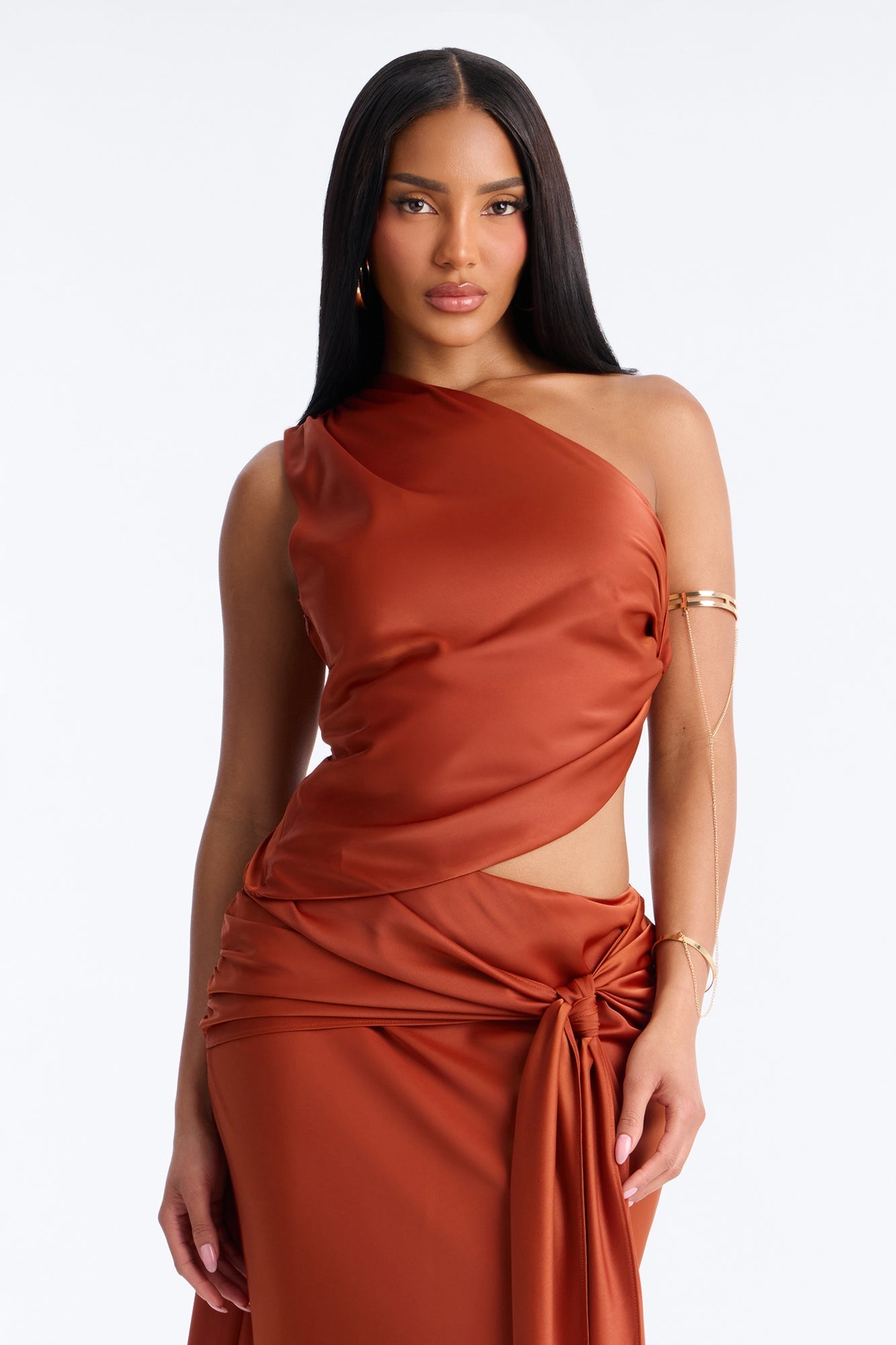Siena Maxi Skirt Satin Set - Rust Fashion Nova