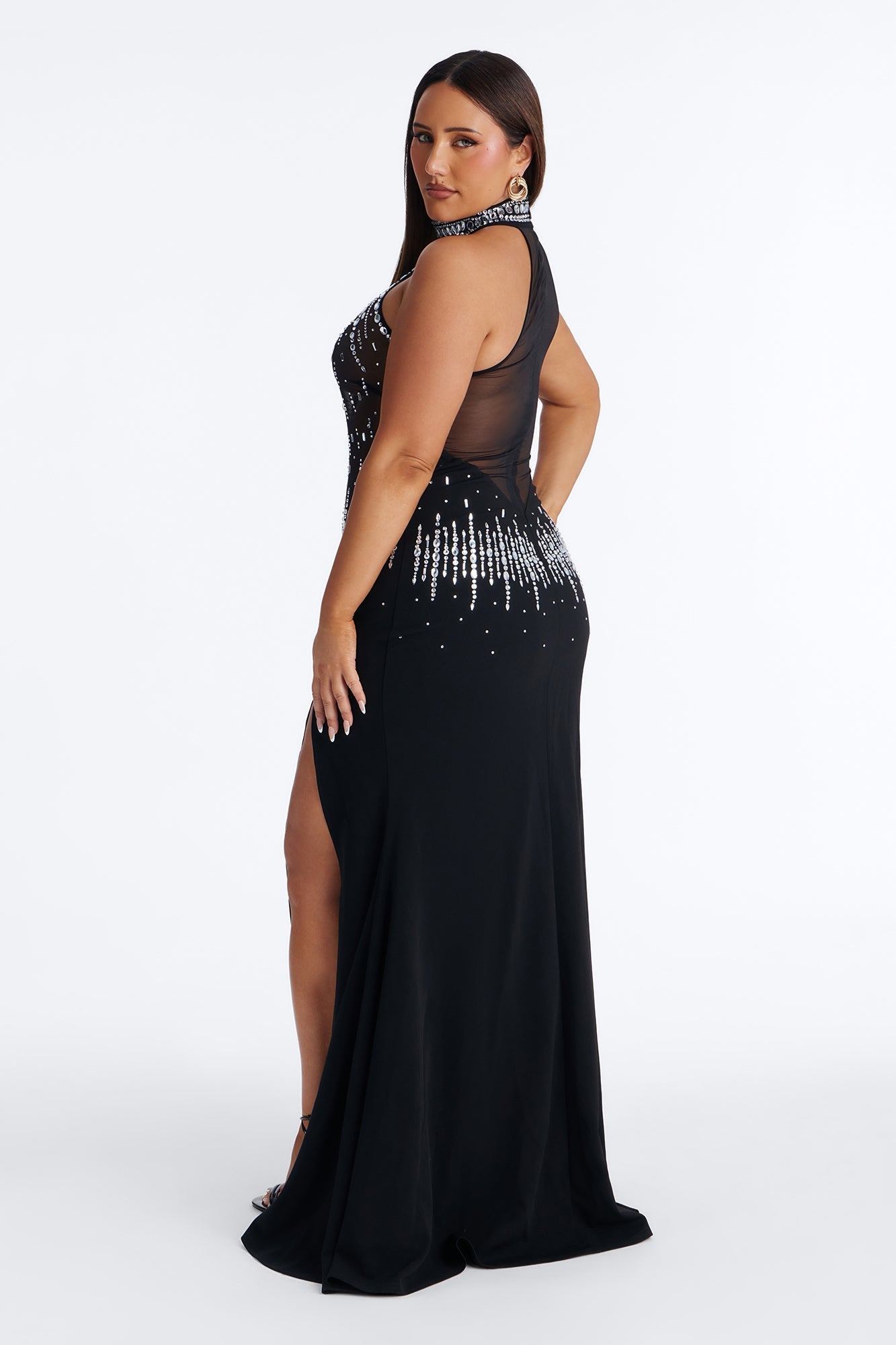 Chloe Rhinestone Embellished Gown - Black Fashion Nova