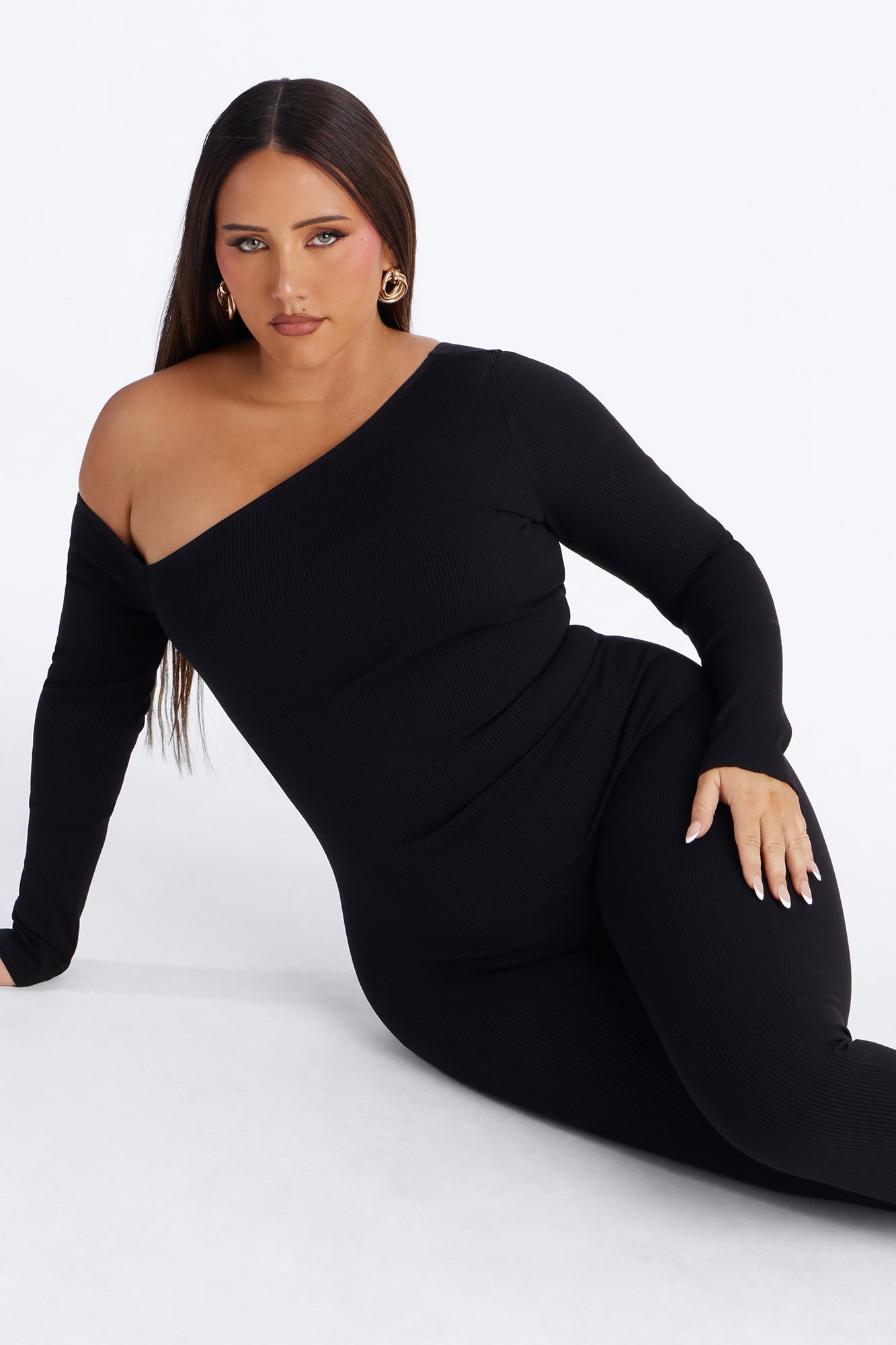 Cyndi Snatched Jumpsuit With Footie - Black Fashion Nova