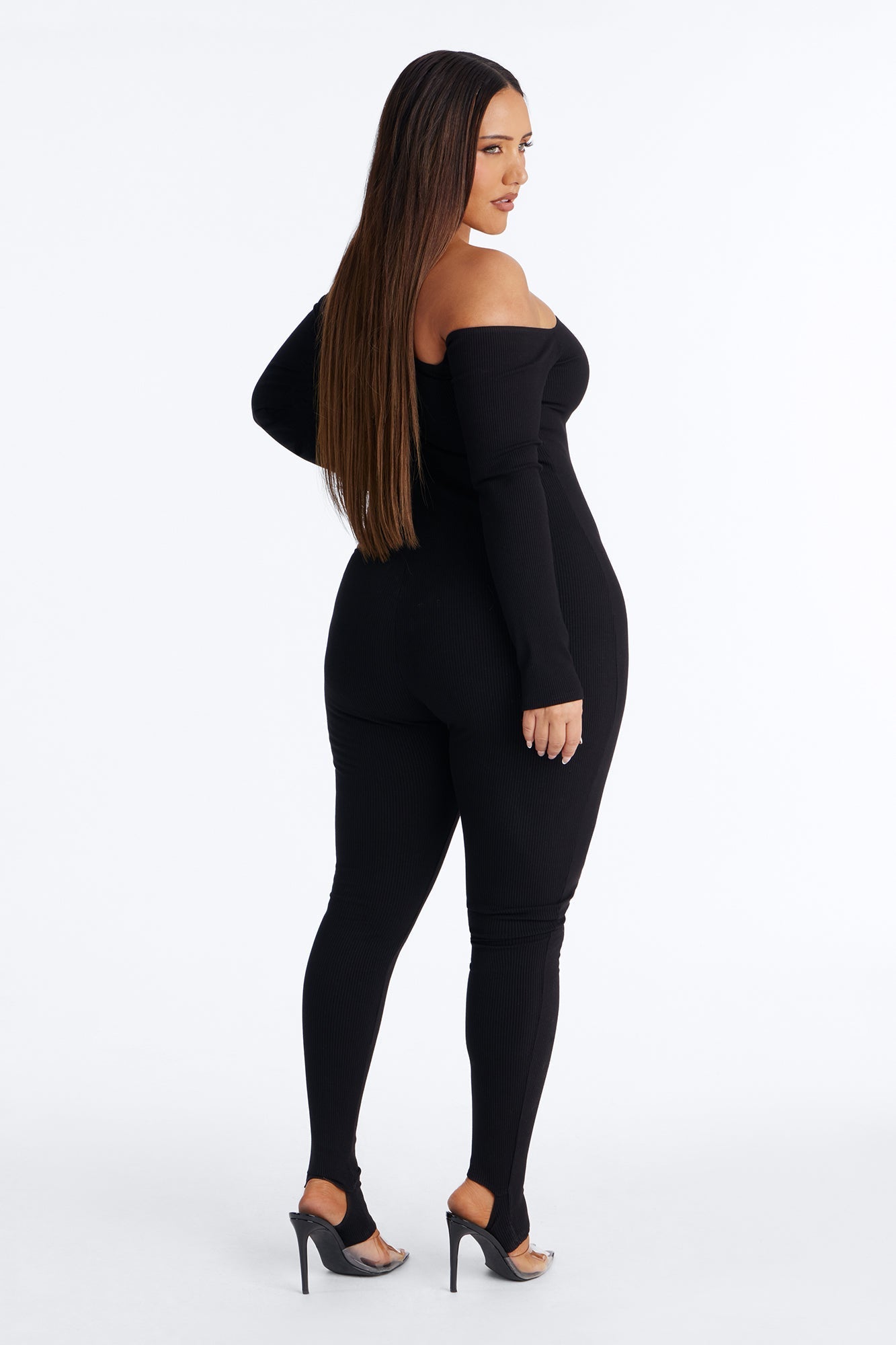 Cyndi Snatched Jumpsuit With Footie - Black Fashion Nova