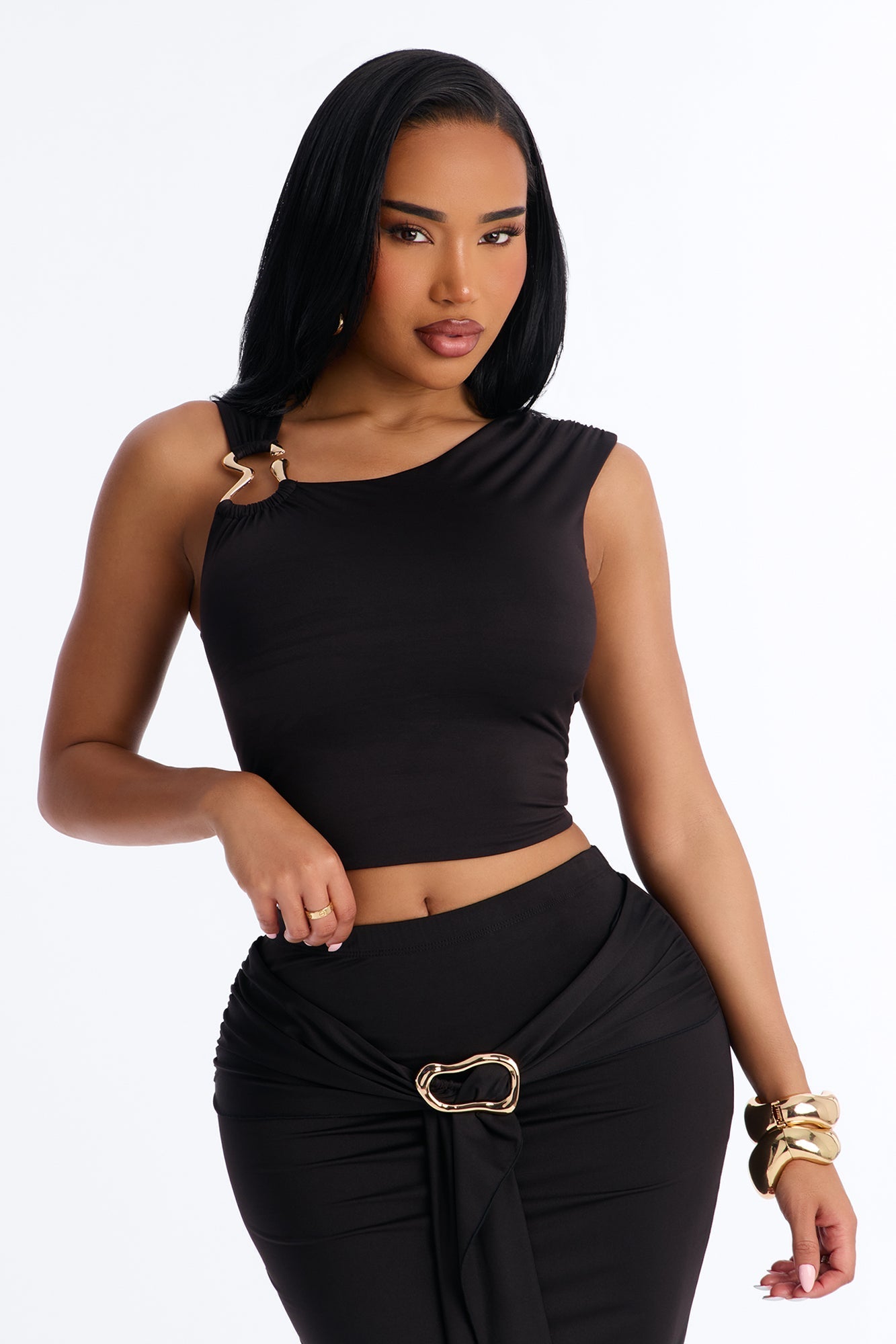 Romance Me Hardware Maxi Skirt Set - Black Fashion Nova