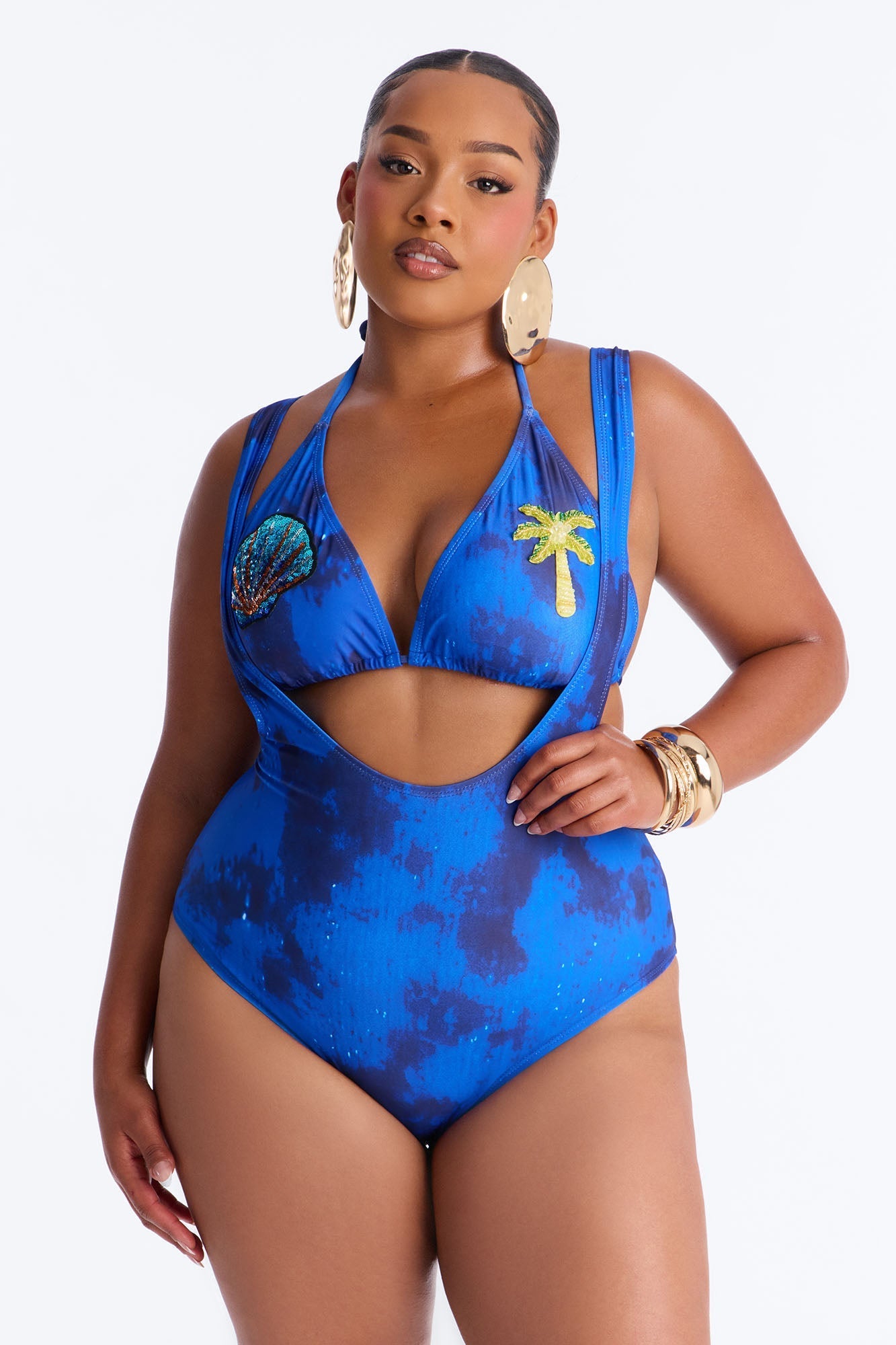 Lumi Sequin Applique 2 Piece Bikini Set - Blue/combo Fashion Nova