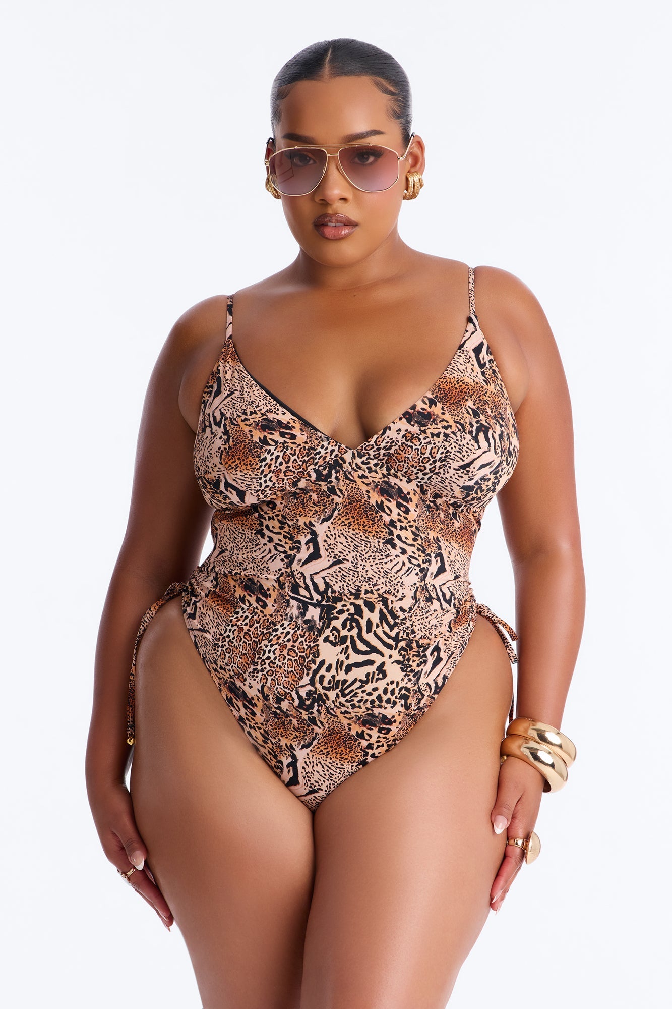 Slaycation 1 Piece Swimsuit - Brown Combo Fashion Nova