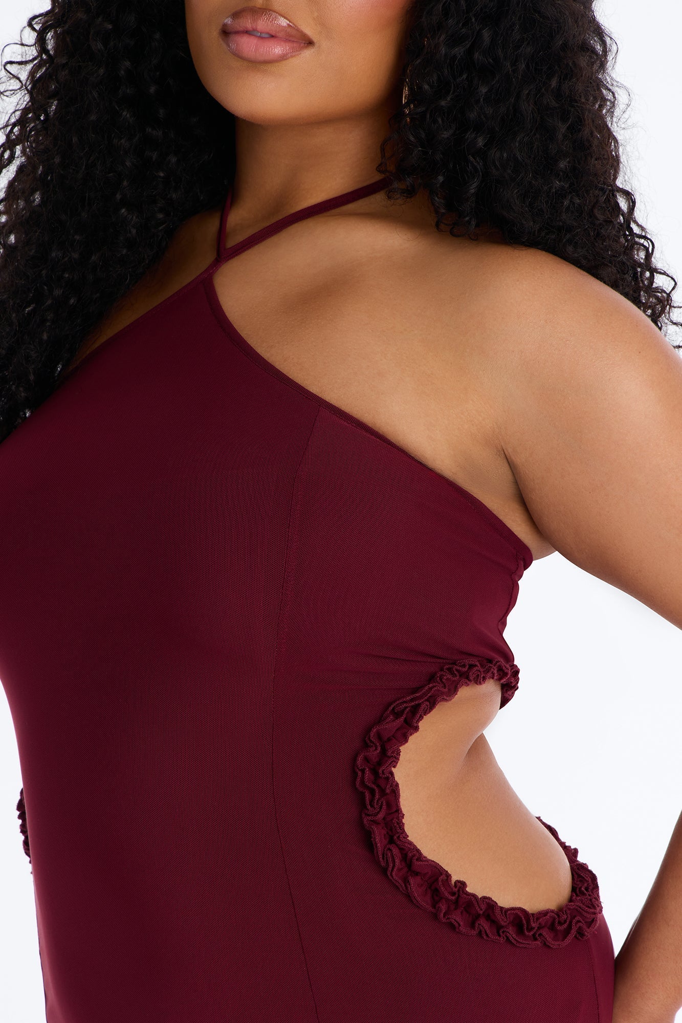 Tatiana Cut Out Mesh Maxi Dress - Wine Fashion Nova