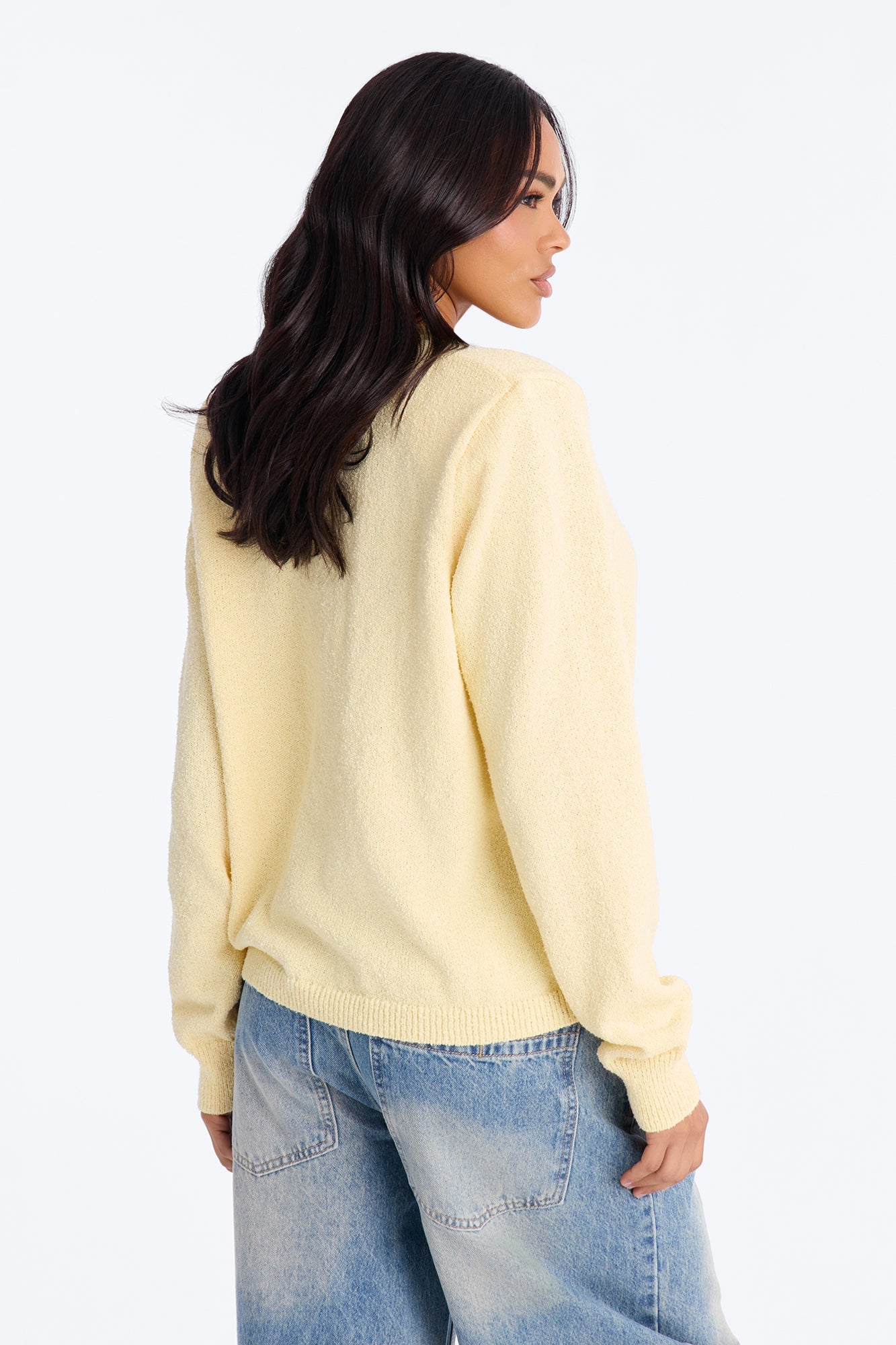 Nydia Shoulder Pads Cardigan - Butter Yellow