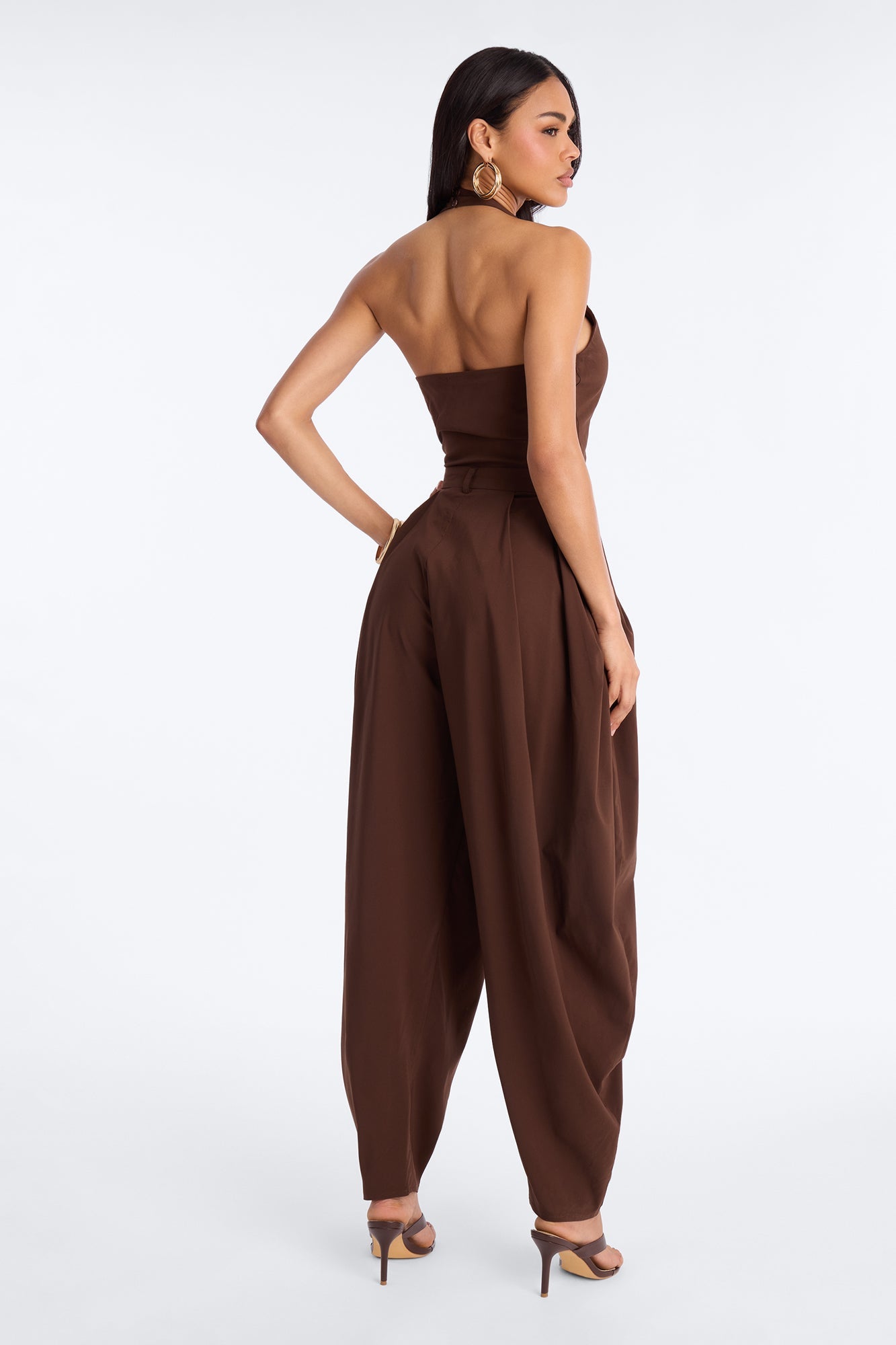 Alyssia Balloon Leg Jumpsuit - Chocolate