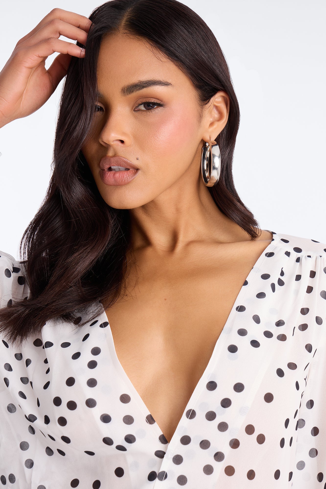 Polka Dot Vibe Chiffon Romper - Black/White