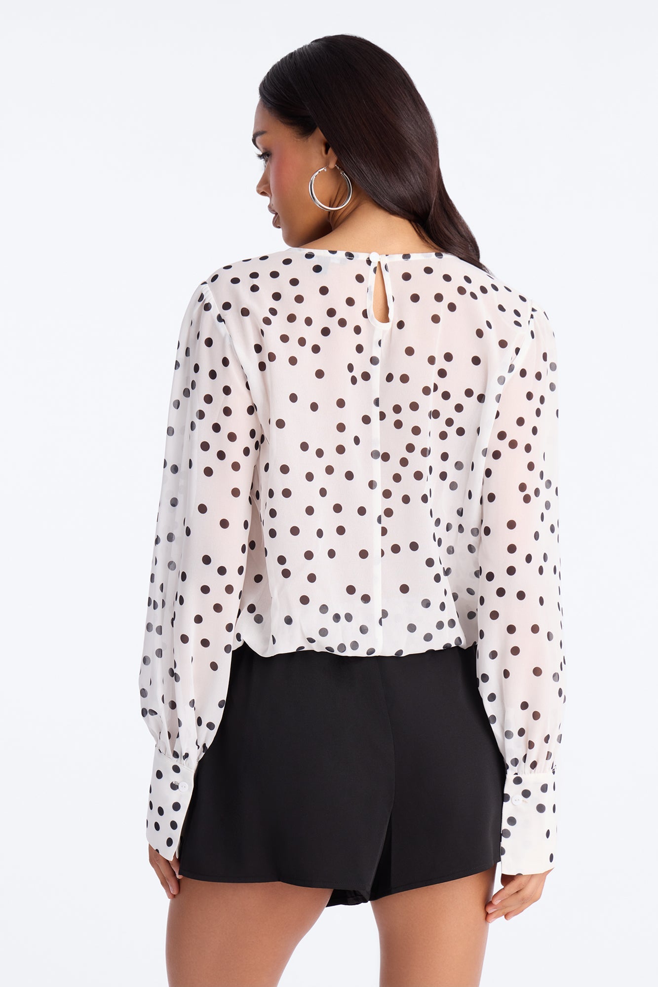 Polka Dot Vibe Chiffon Romper - Black/White