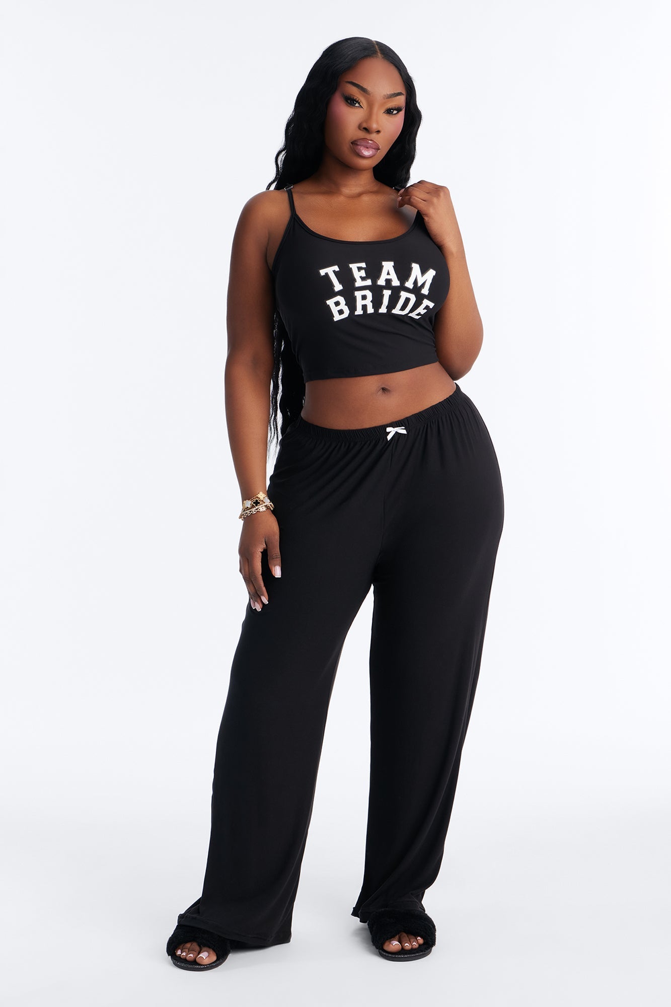 Team Bride Boarding PJ Set - Black Fashion Nova