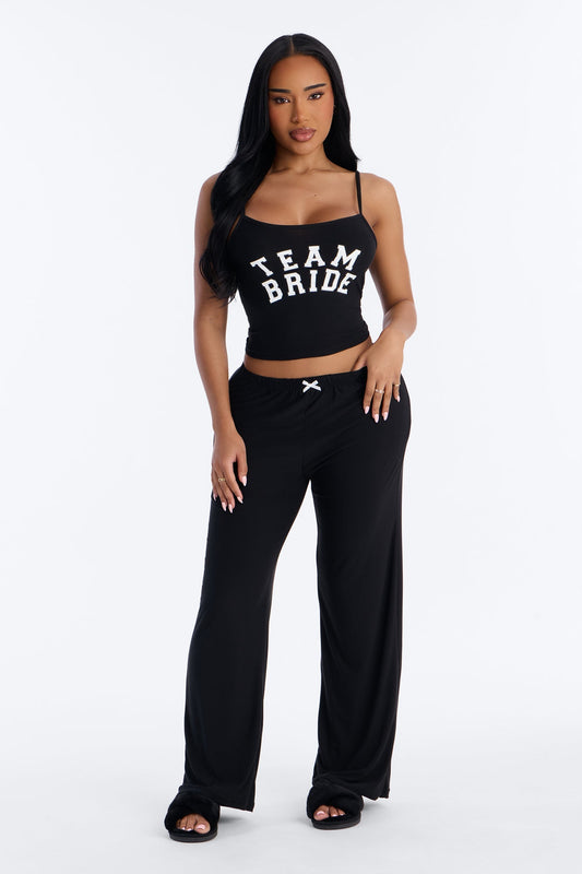 Team Bride Boarding PJ Set - Black Fashion Nova