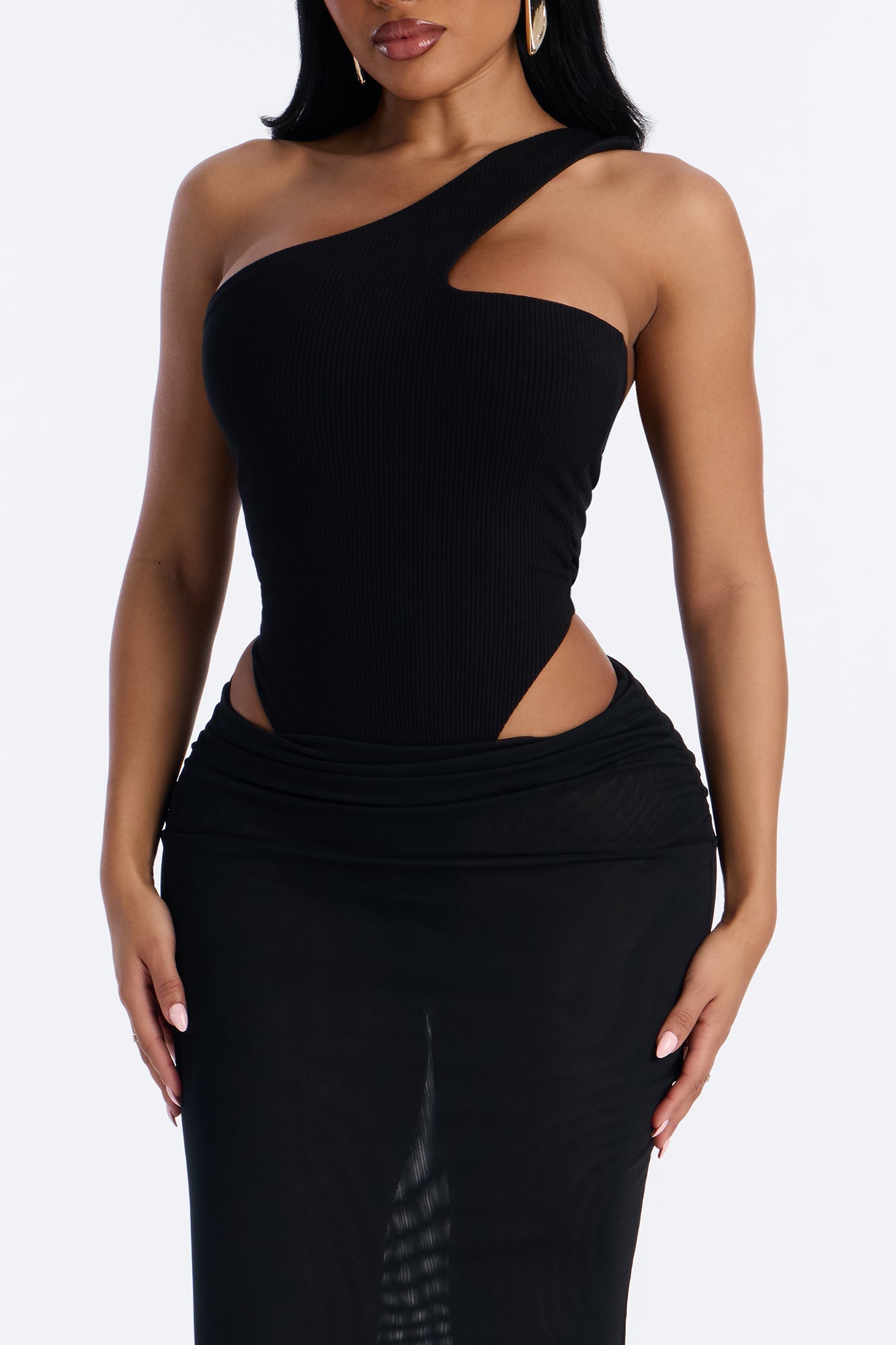 Scarlett Snatched Mesh Maxi Skirt Set - Black Fashion Nova