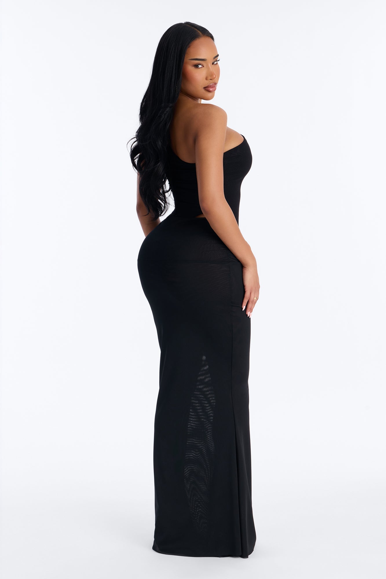 Scarlett Snatched Mesh Maxi Skirt Set - Black Fashion Nova