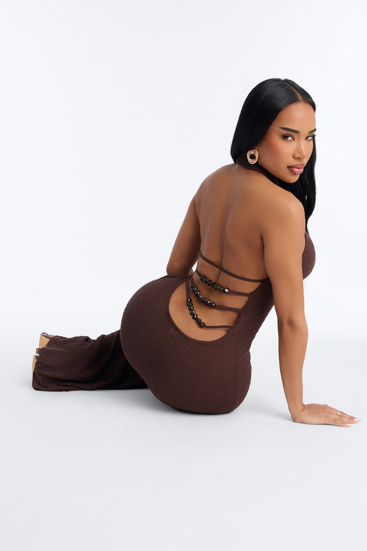 Blooming Affection Backless Maxi Dress - Brown Fashion Nova