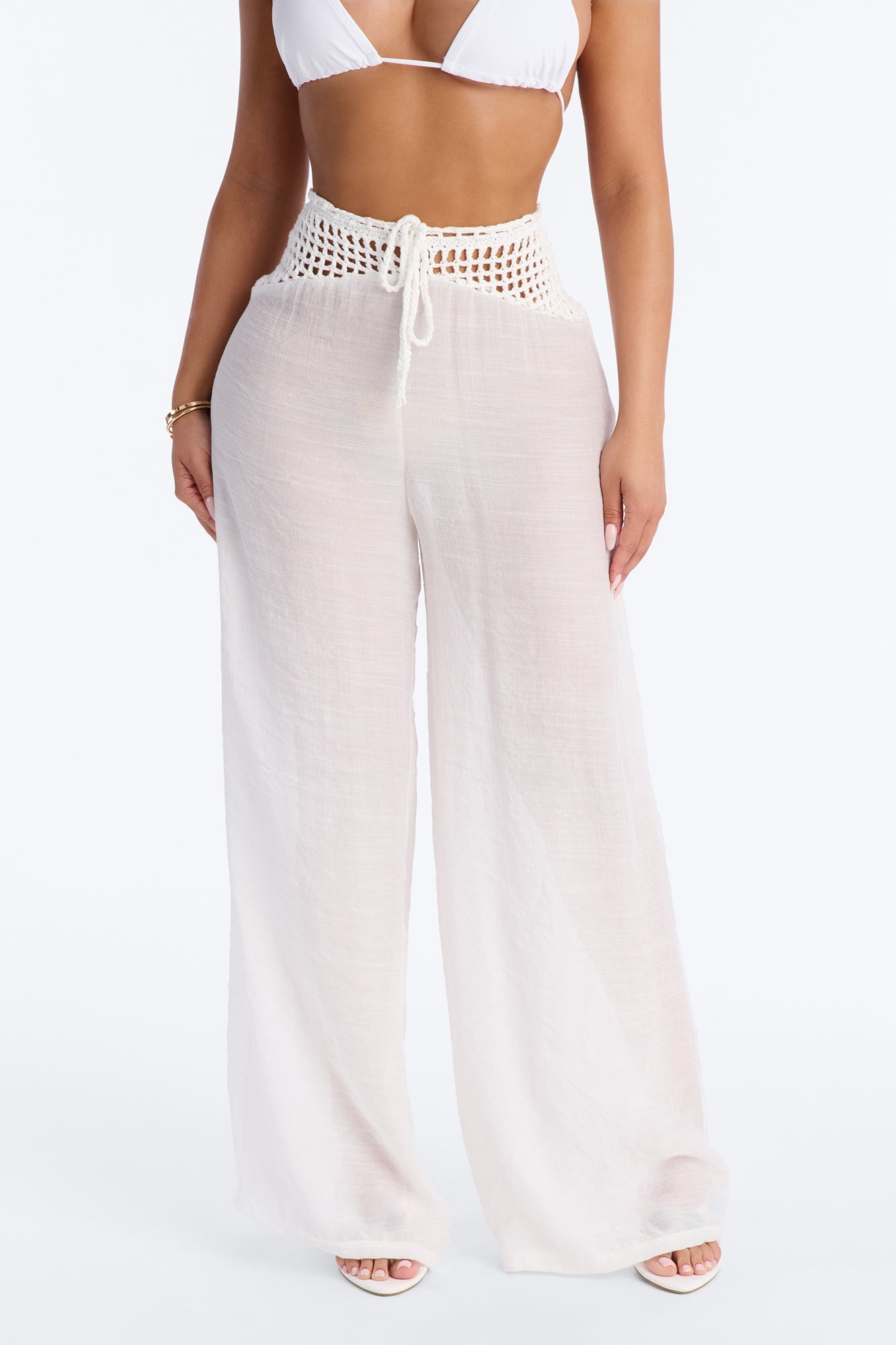 Darling Linen Swim Cover Up Pant - White