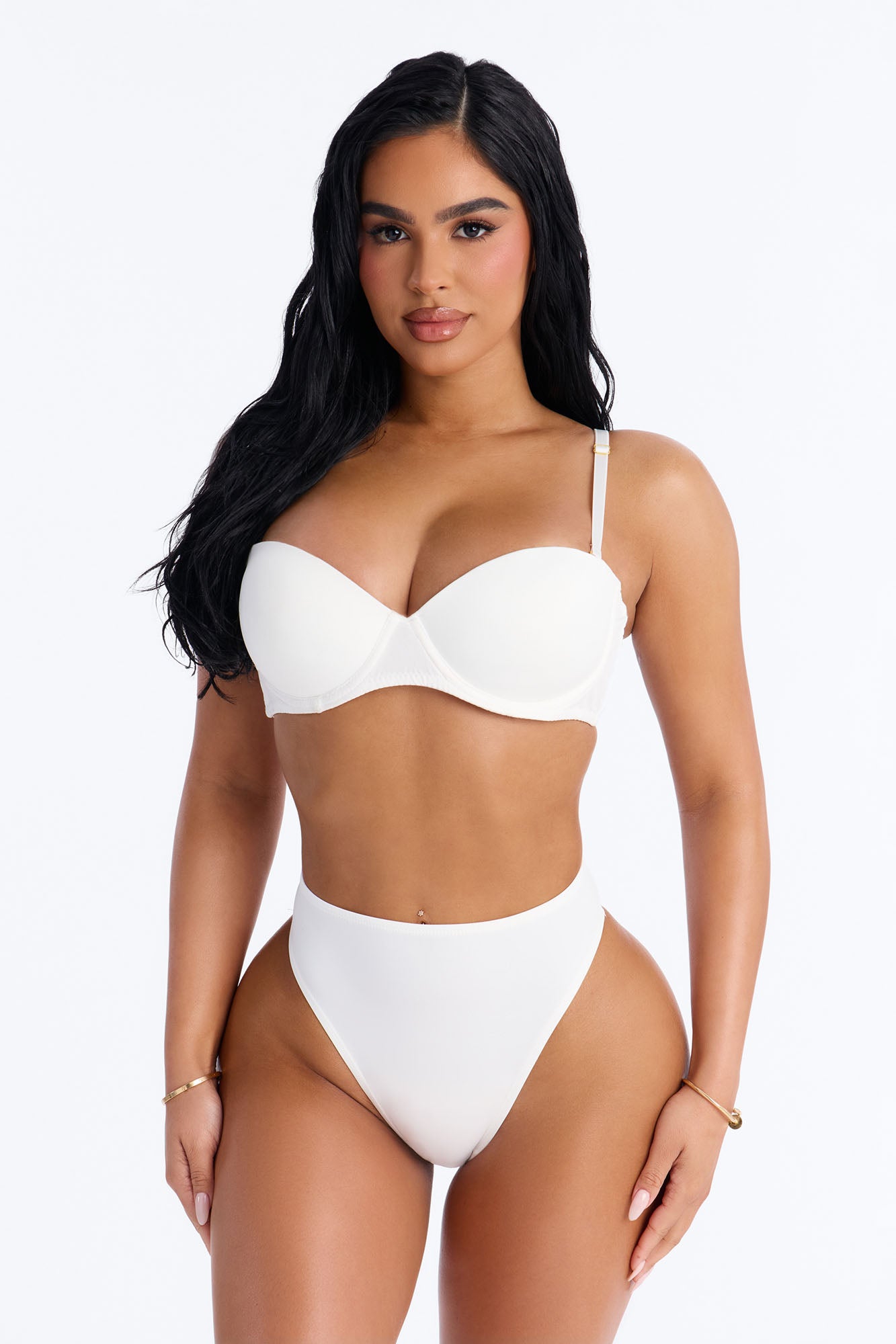 Quick Push Strapless Balconette Bra - White