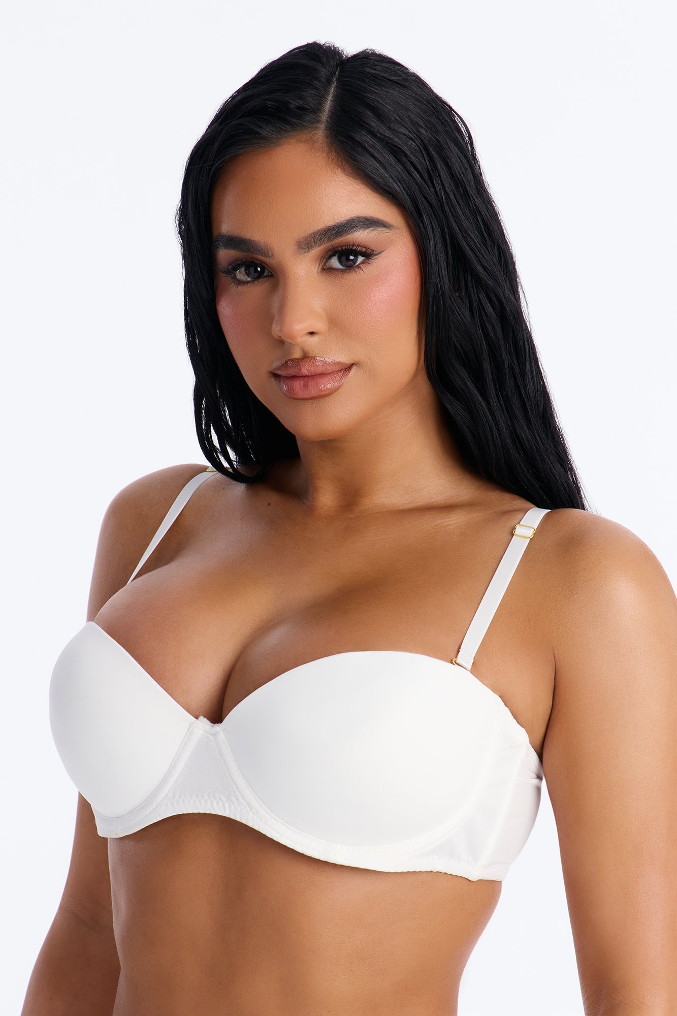 Quick Push Strapless Balconette Bra - White