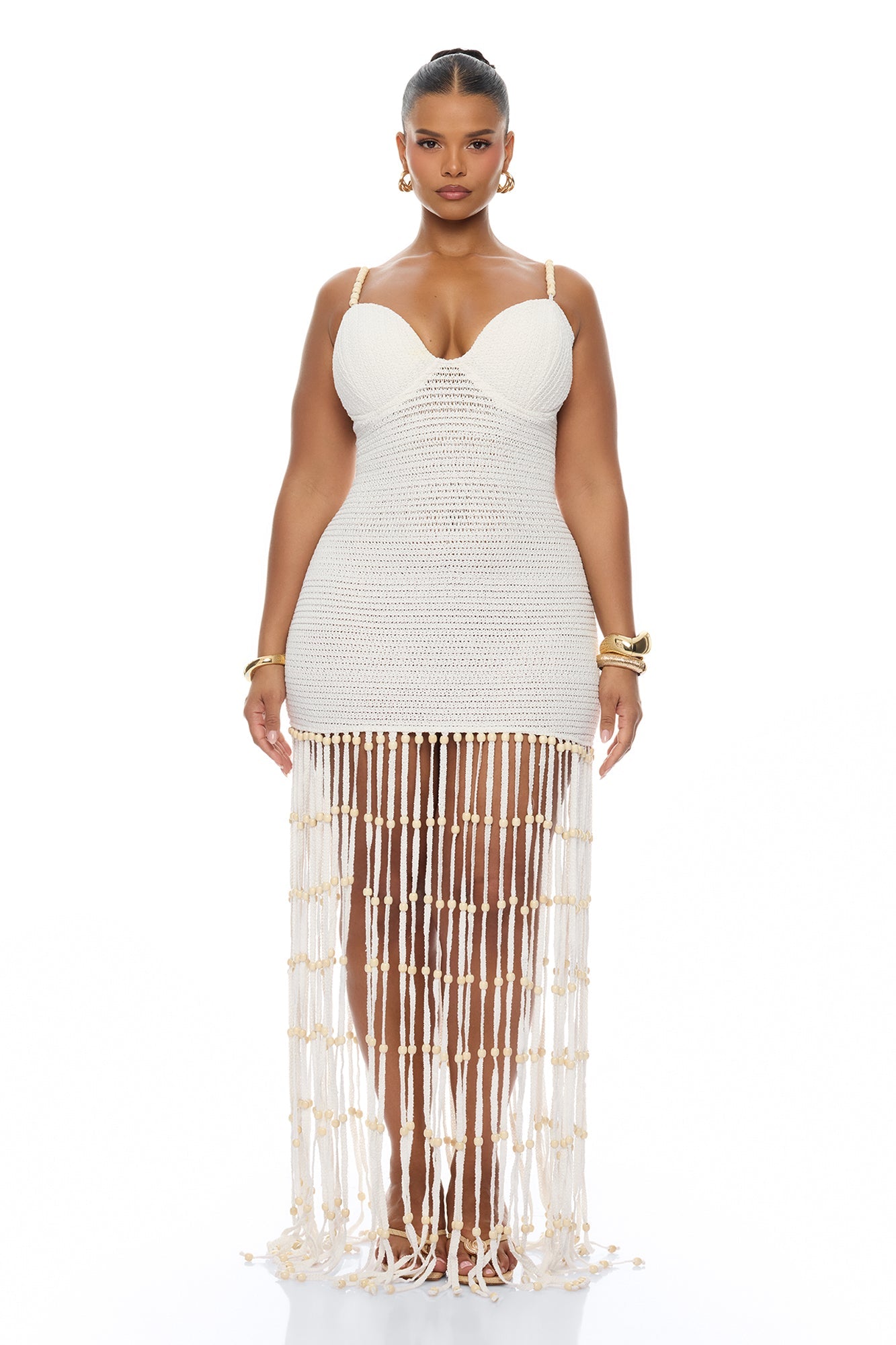 Living Life Fringe Crochet Maxi Dress - Cream