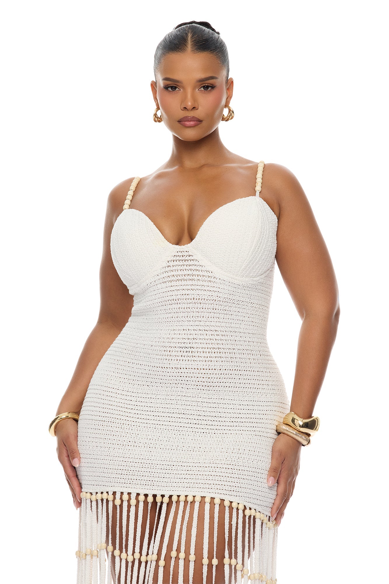Living Life Fringe Crochet Maxi Dress - Cream