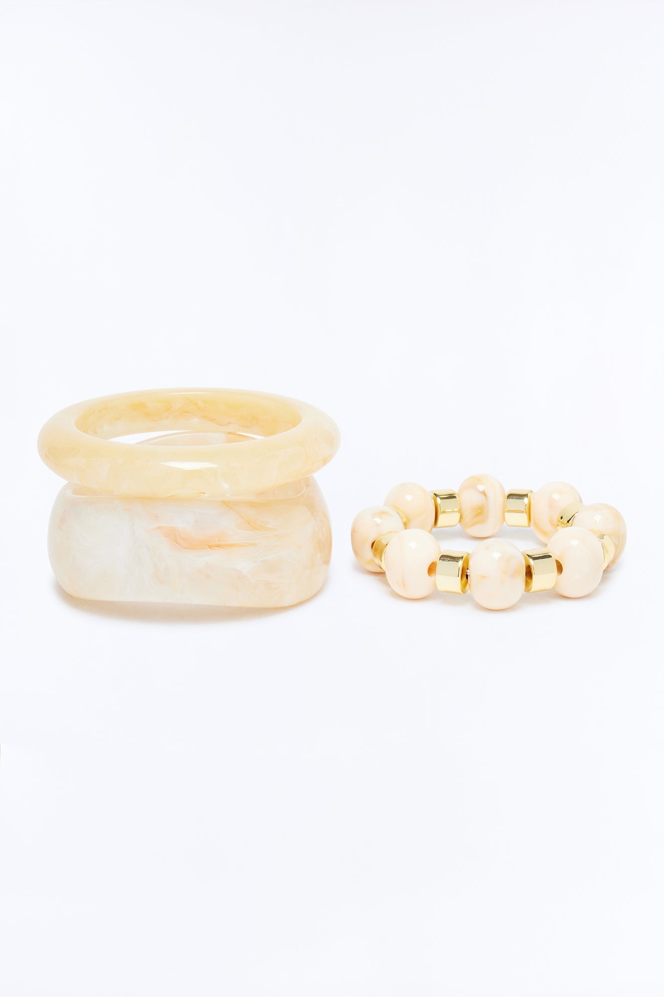 Sun And Sea 3 Piece Bracelet Set - Ivory/combo Fashion Nova