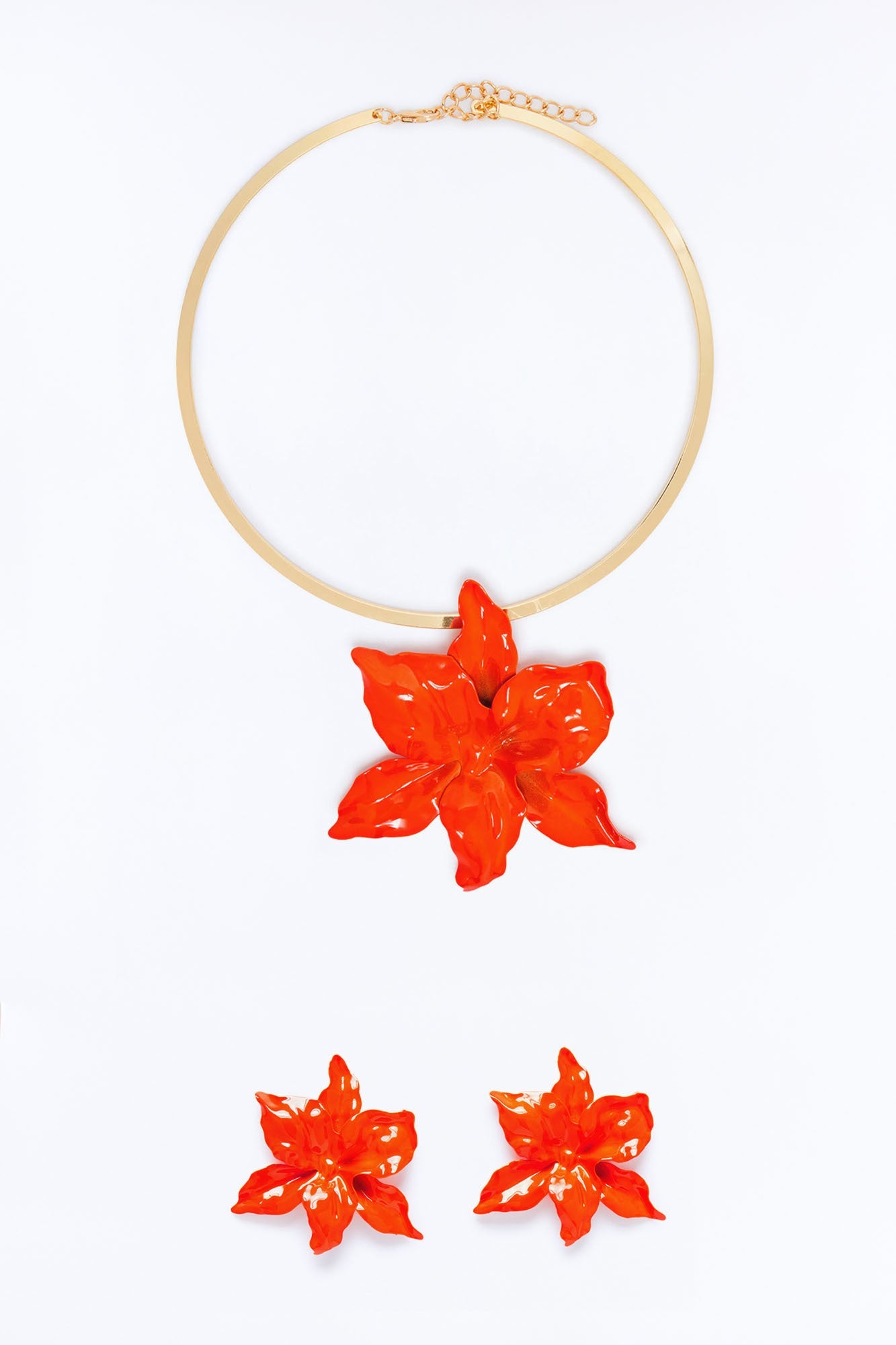 Island Vibes Necklace And Earring Set - Orange