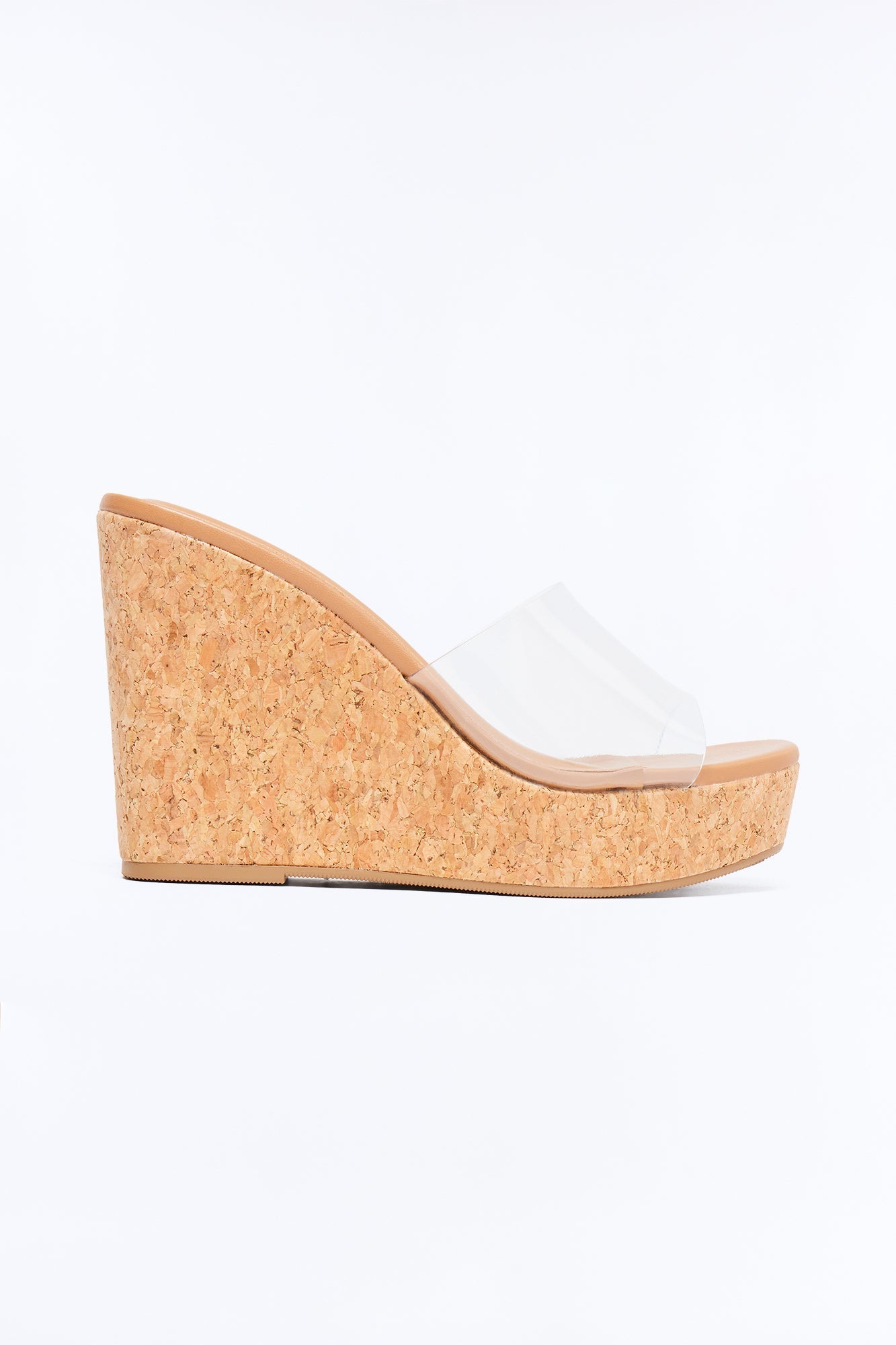 Alina Clear Cork Wedges - Clear Fashion Nova