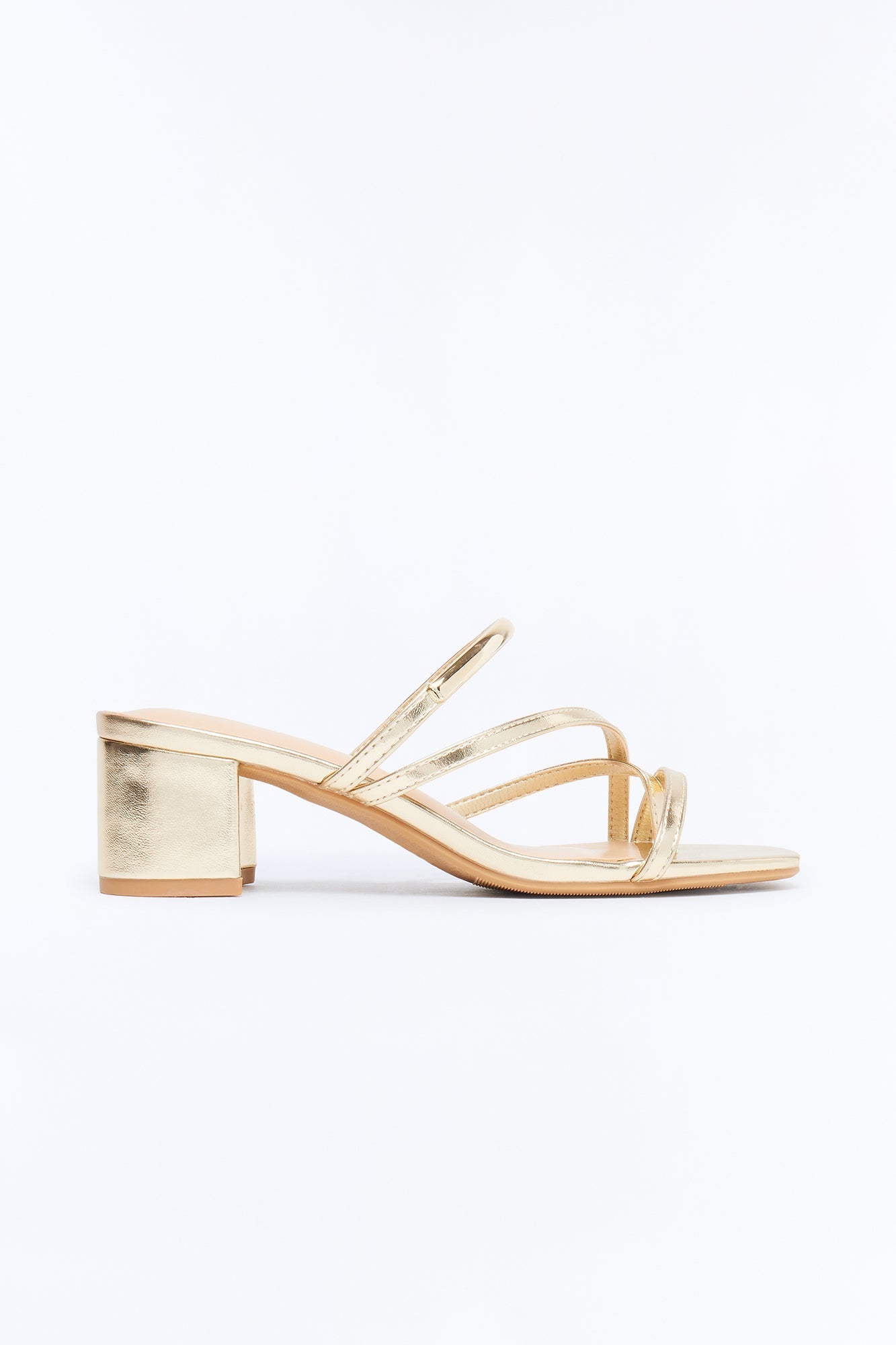 Livia Block Heel Mules - Gold Fashion Nova