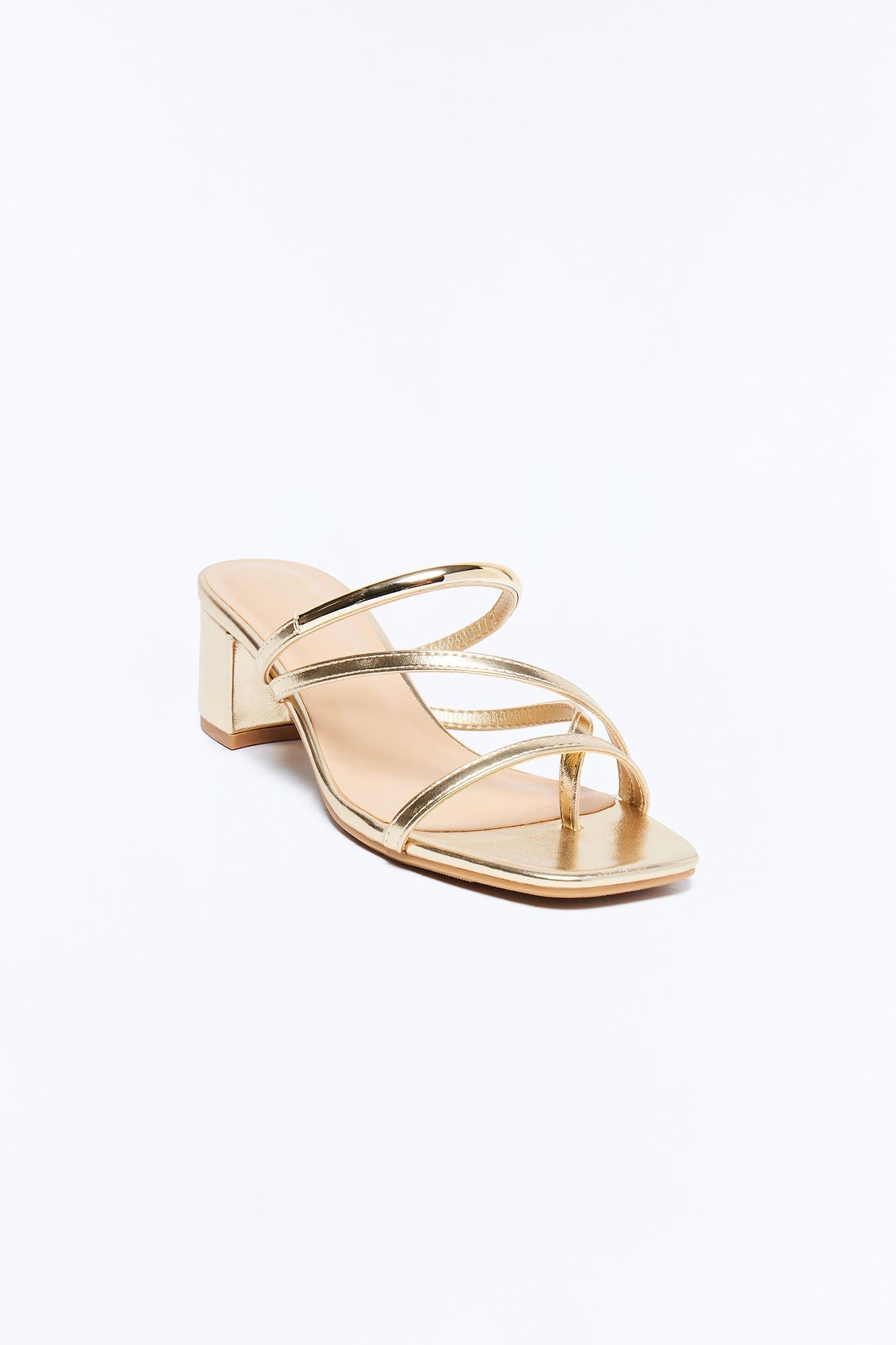 Livia Block Heel Mules - Gold Fashion Nova