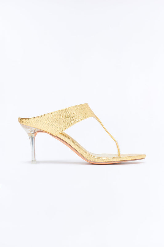 Josefina Metallic Thong Heels - Gold Fashion Nova