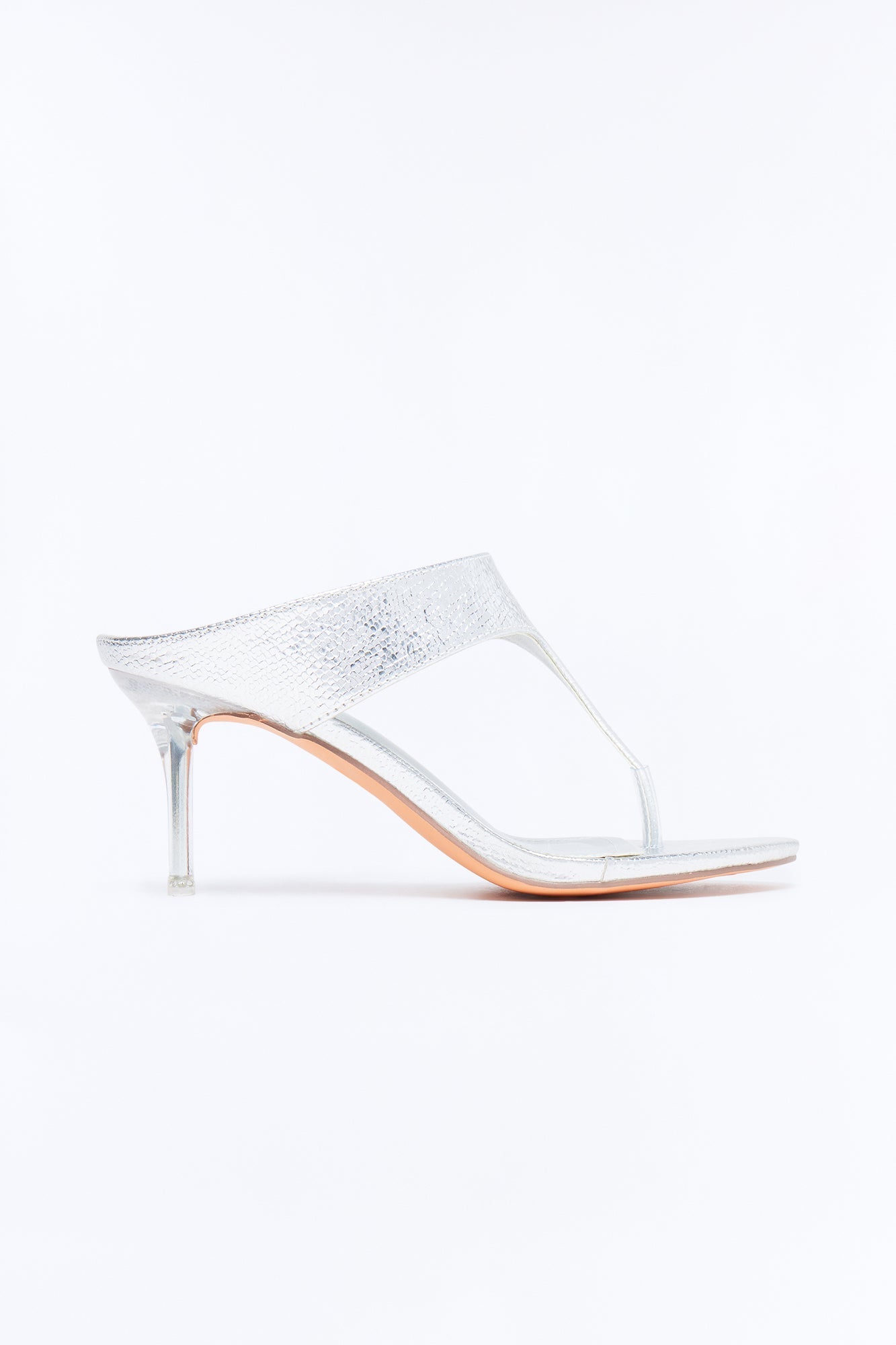 Josefina Metallic Thong Heels - Silver Fashion Nova